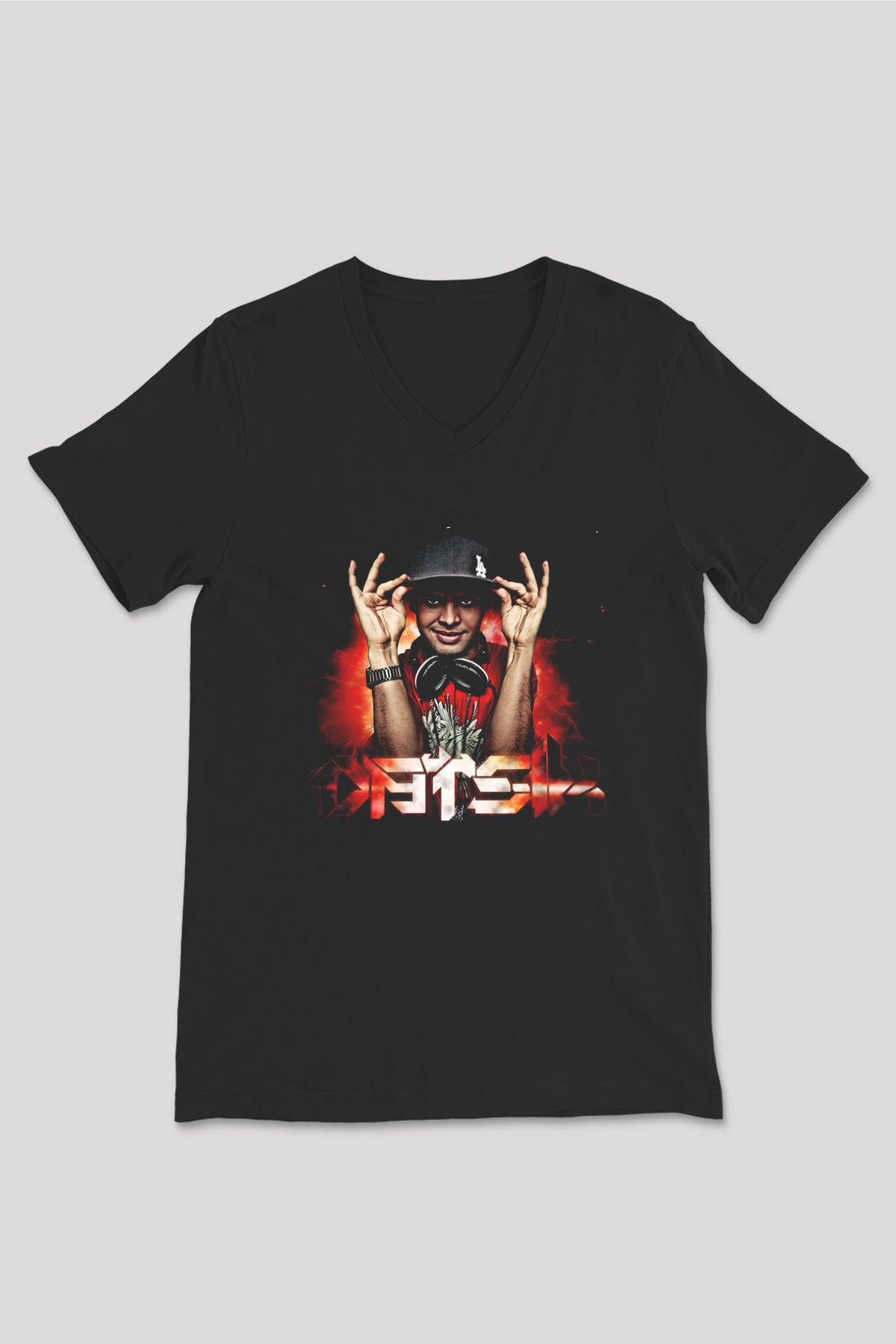 Datsik Siyah Unisex V Yaka Tişört