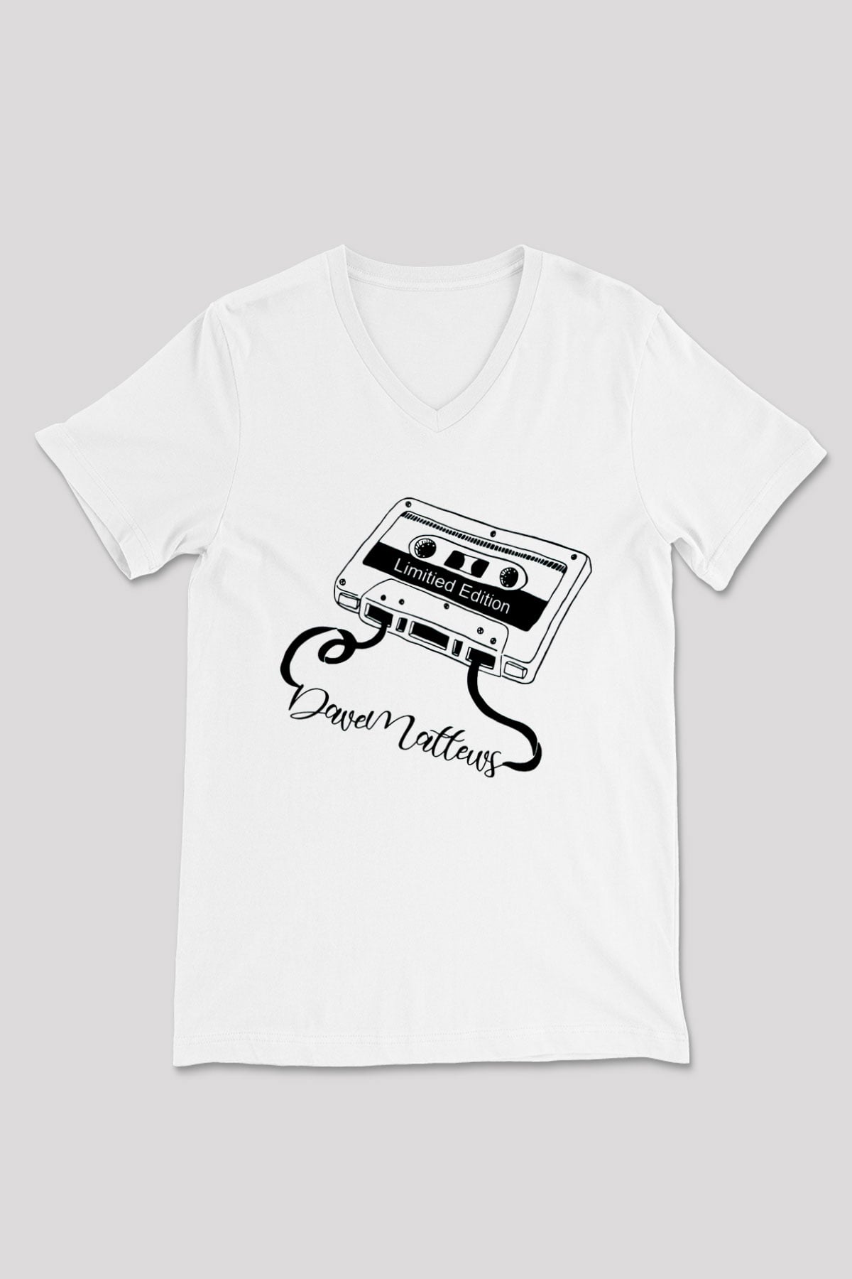Dave Matthews Band Beyaz Unisex V Yaka Tişört