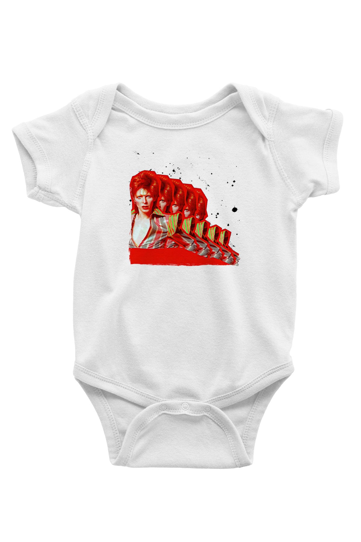 David Bowie Baskılı Beyaz Unisex Bebek Body - Zıbın
