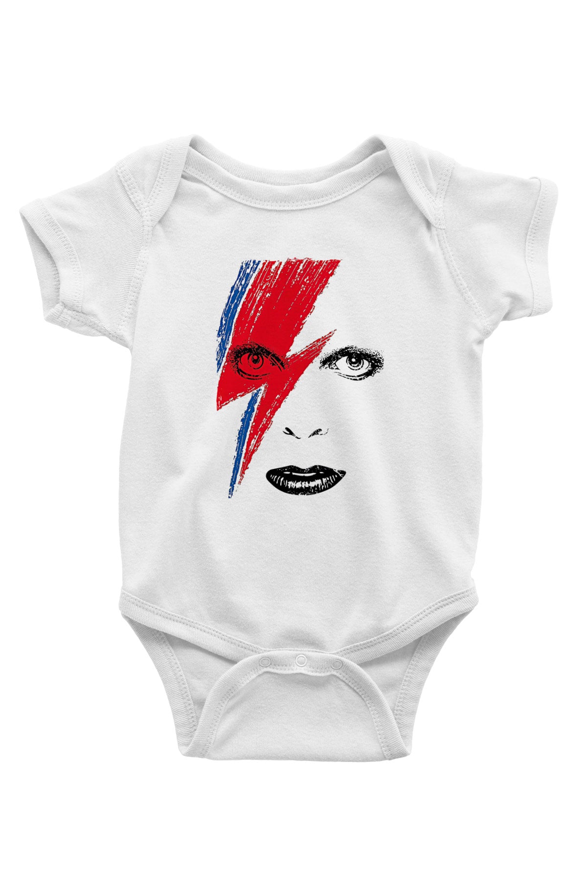 David Bowie Baskılı Beyaz Unisex Bebek Body - Zıbın
