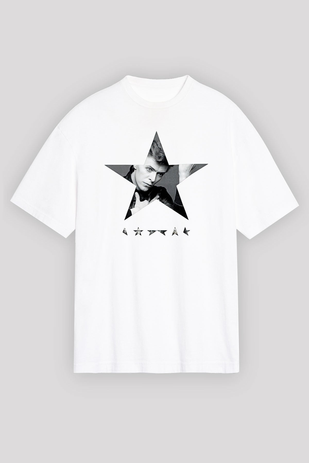 David Bowie Baskılı Beyaz Unisex Oversize Tişört - Tshirt