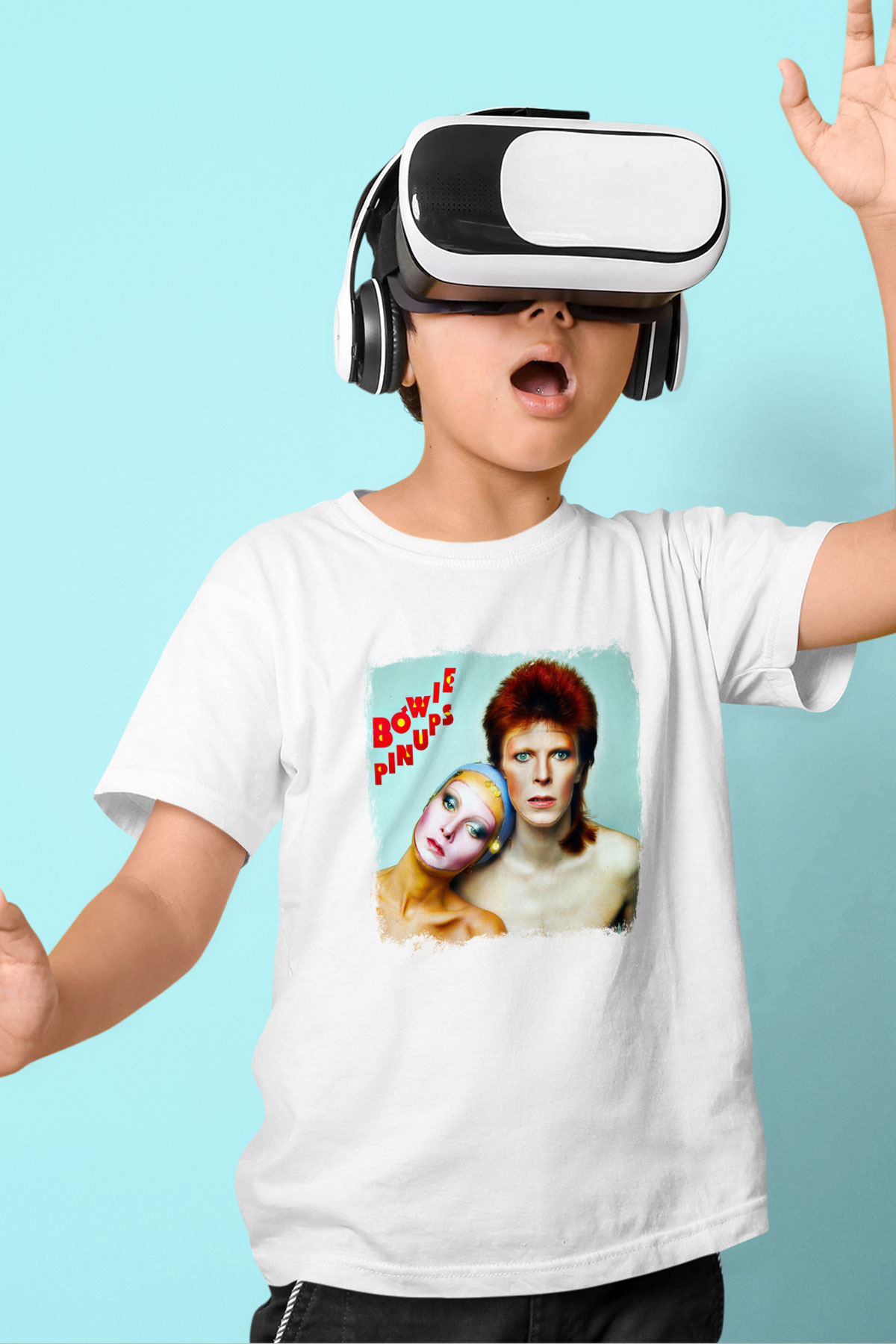 David Bowie Baskılı Unisex Beyaz Çocuk Tişört