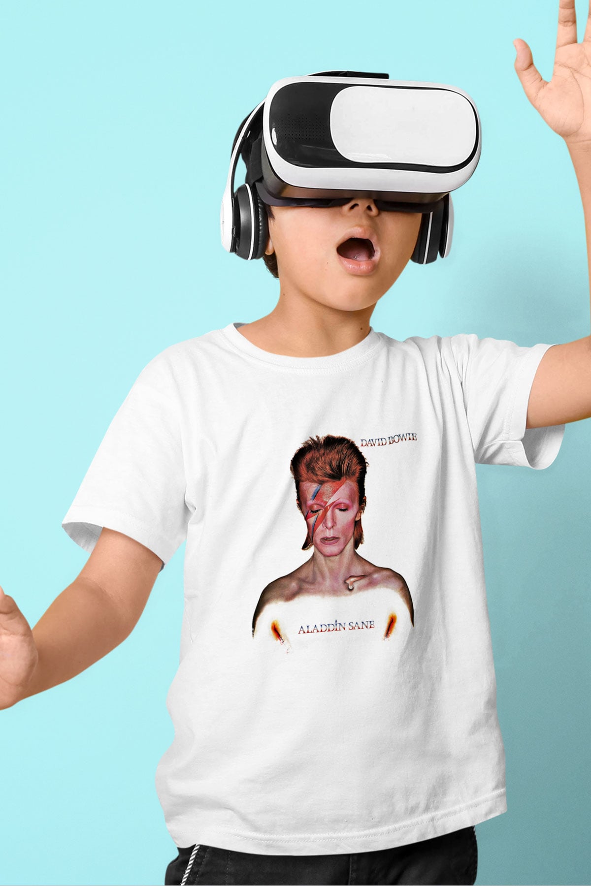 David Bowie Baskılı Unisex Beyaz Çocuk Tişört