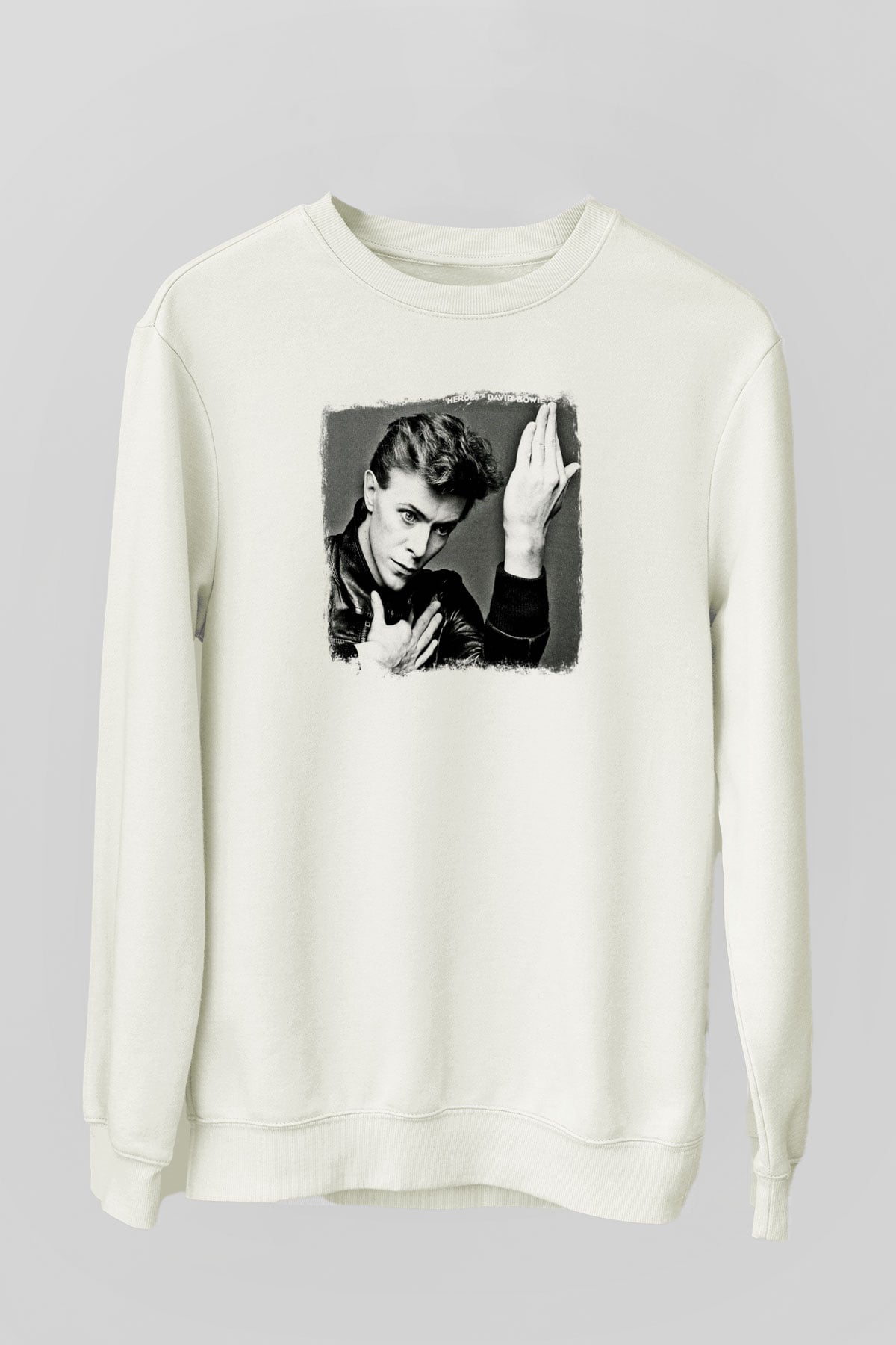 David Bowie Baskılı Unisex Beyaz Sweatshirt