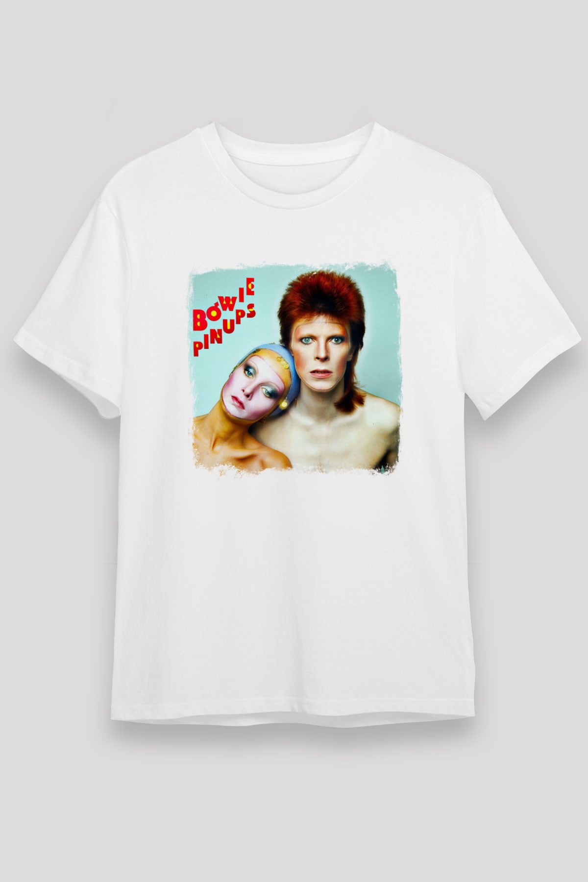 David Bowie Baskılı Unisex Beyaz Tişört