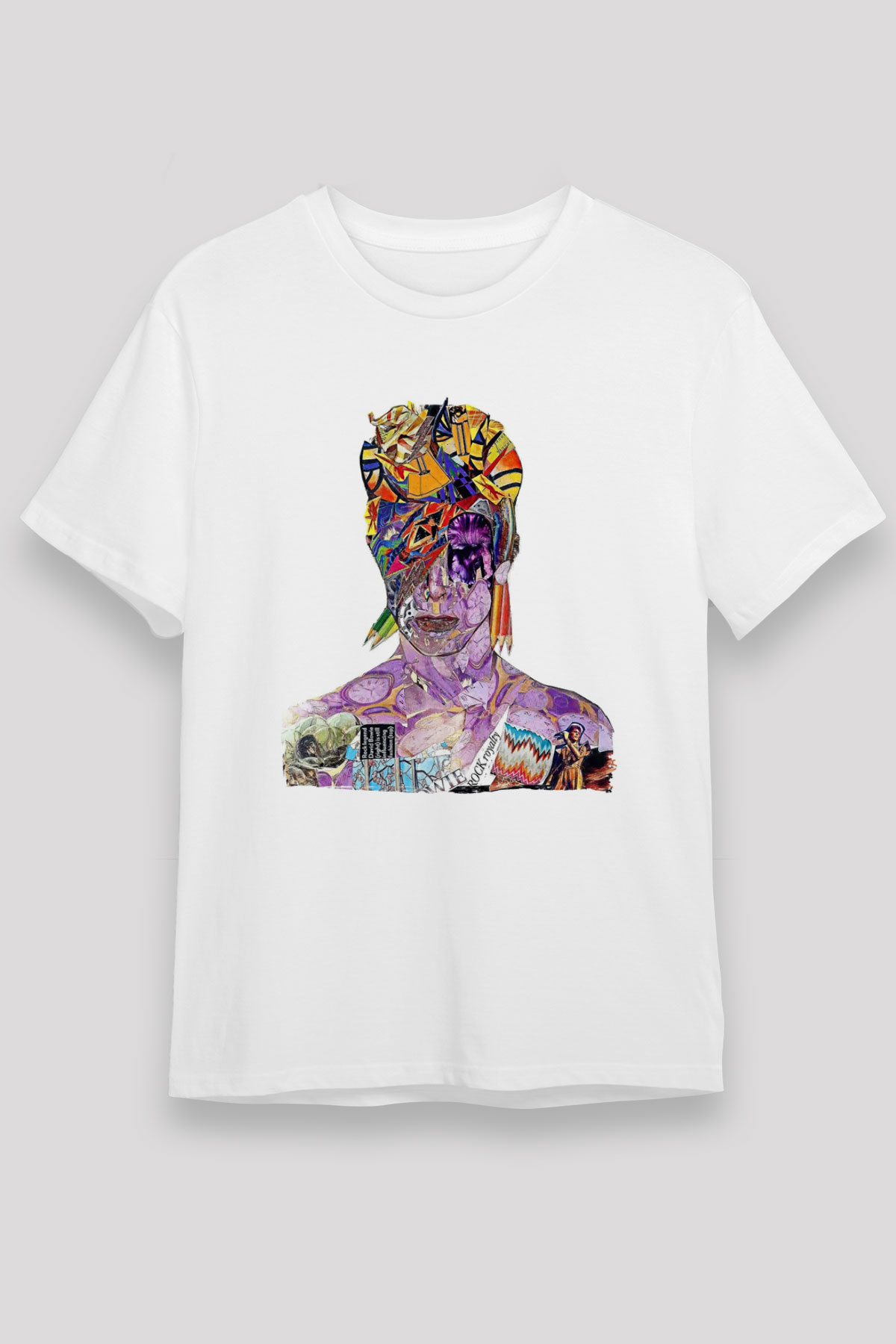 David Bowie Baskılı Unisex Beyaz Tişört - Tshirt