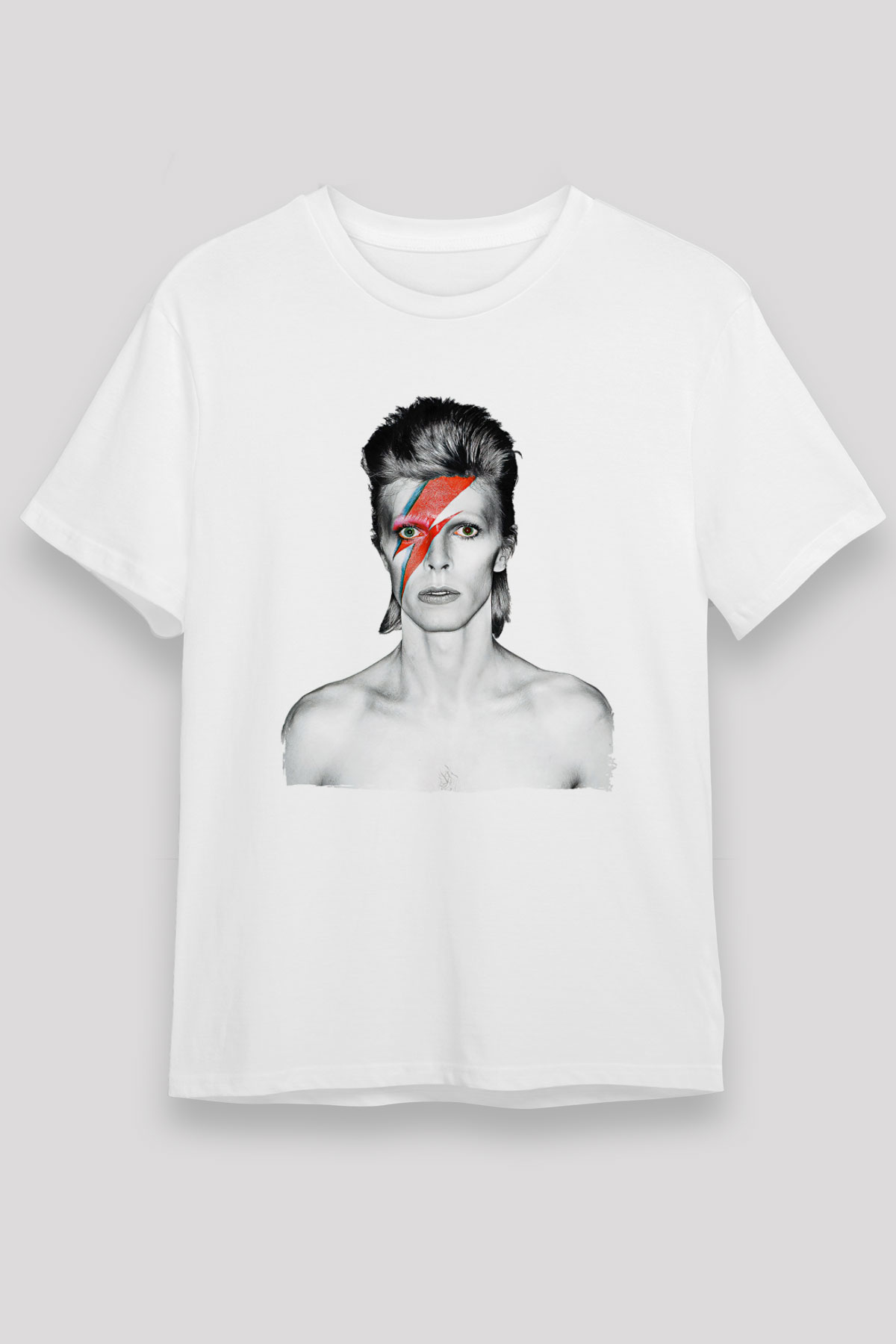 David Bowie Baskılı Unisex Beyaz Tişört - Tshirt