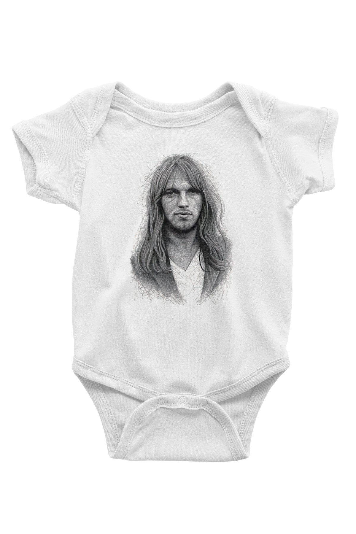 David Gilmour Baskılı Beyaz Unisex Bebek Body - Zıbın