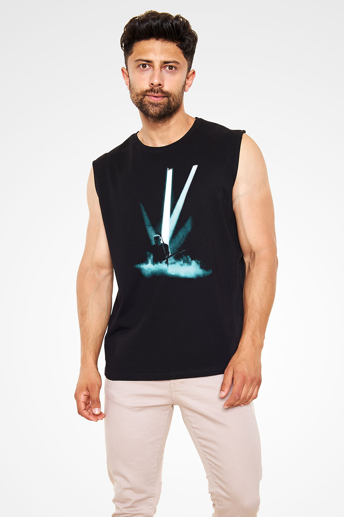 David Gilmour Baskılı Unisex Siyah Kolsuz Tişört - Tshirt