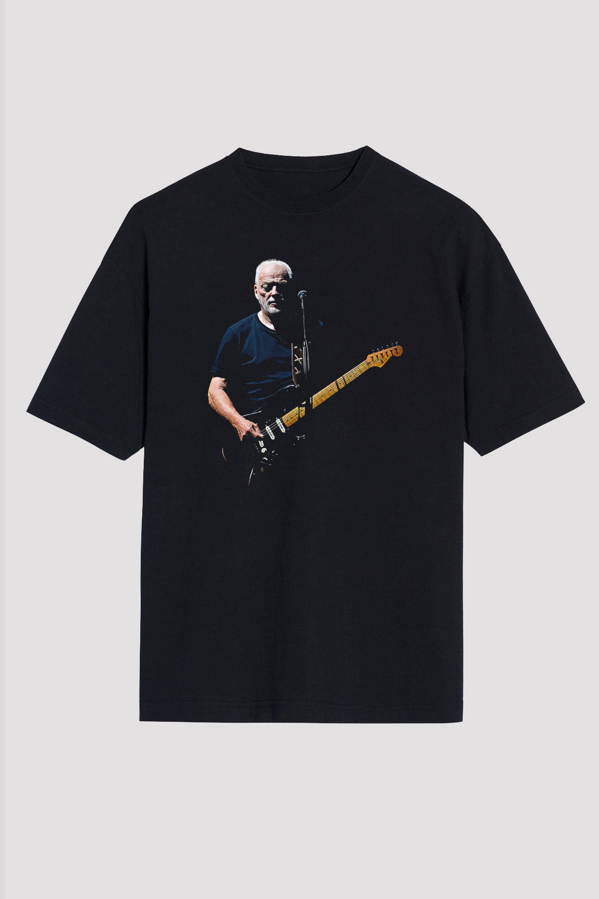 David Gilmour Baskılı Unisex Siyah Oversize Tişört - Tshirt