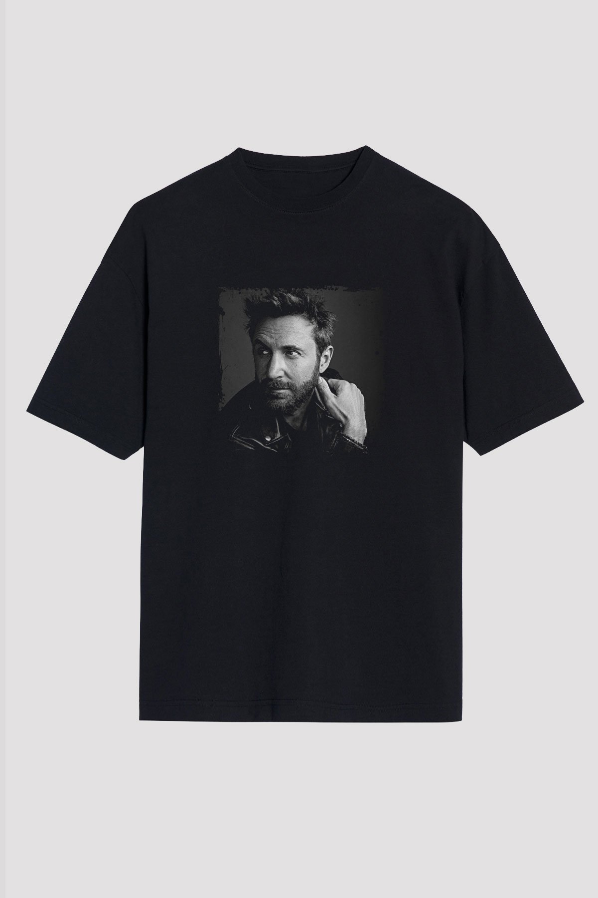 David Guetta Baskılı Unisex Oversize Siyah Tişört