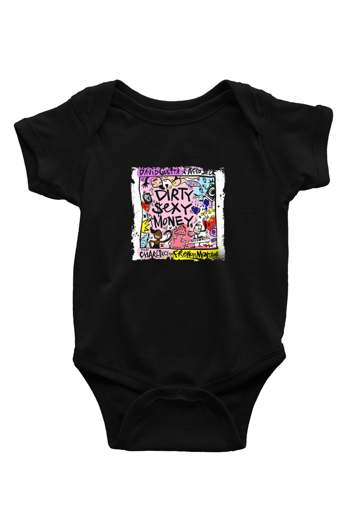 David Guetta Baskılı Unisex Siyah Bebek Body - Zıbın