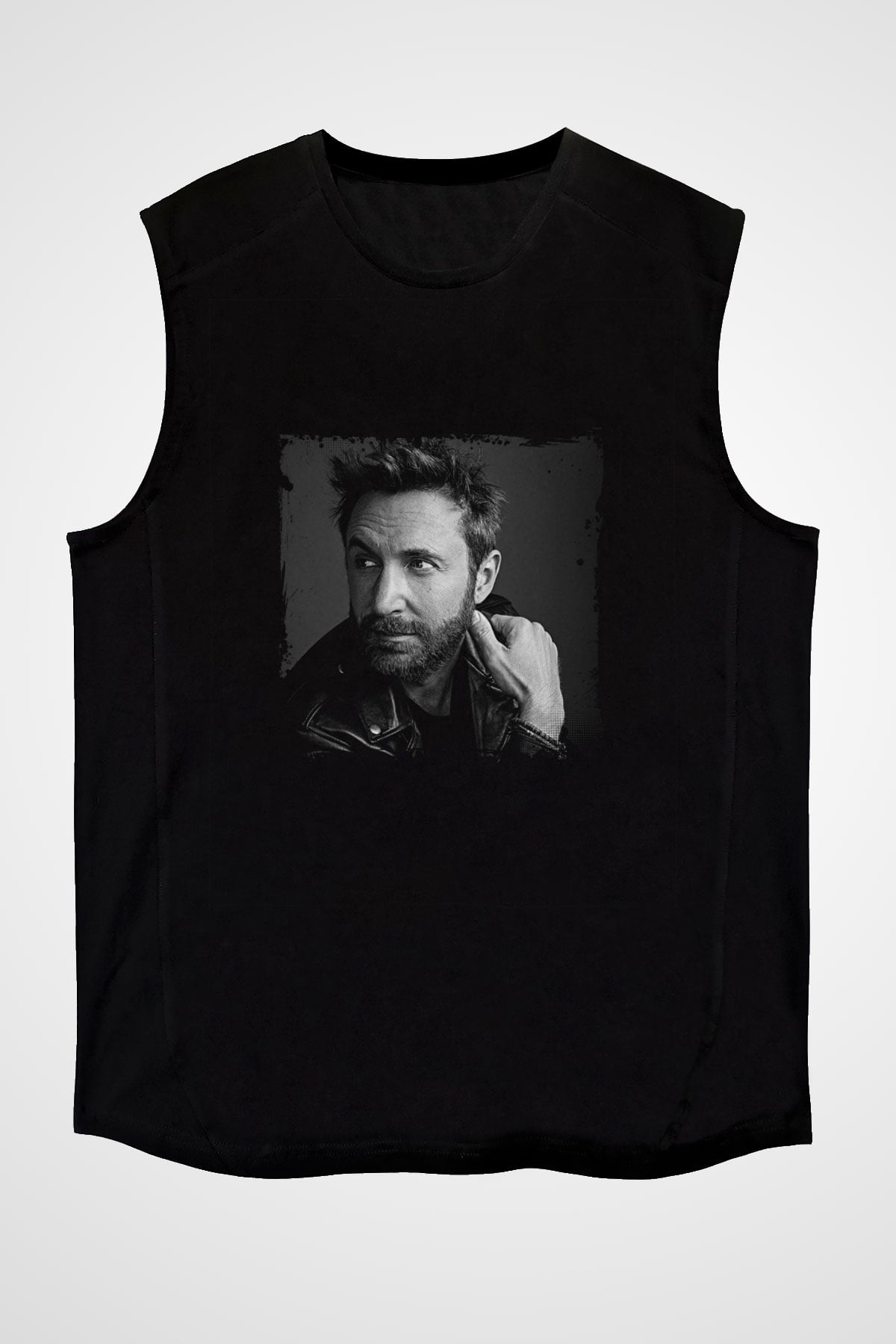 David Guetta Baskılı Unisex Siyah Kolsuz Tişört