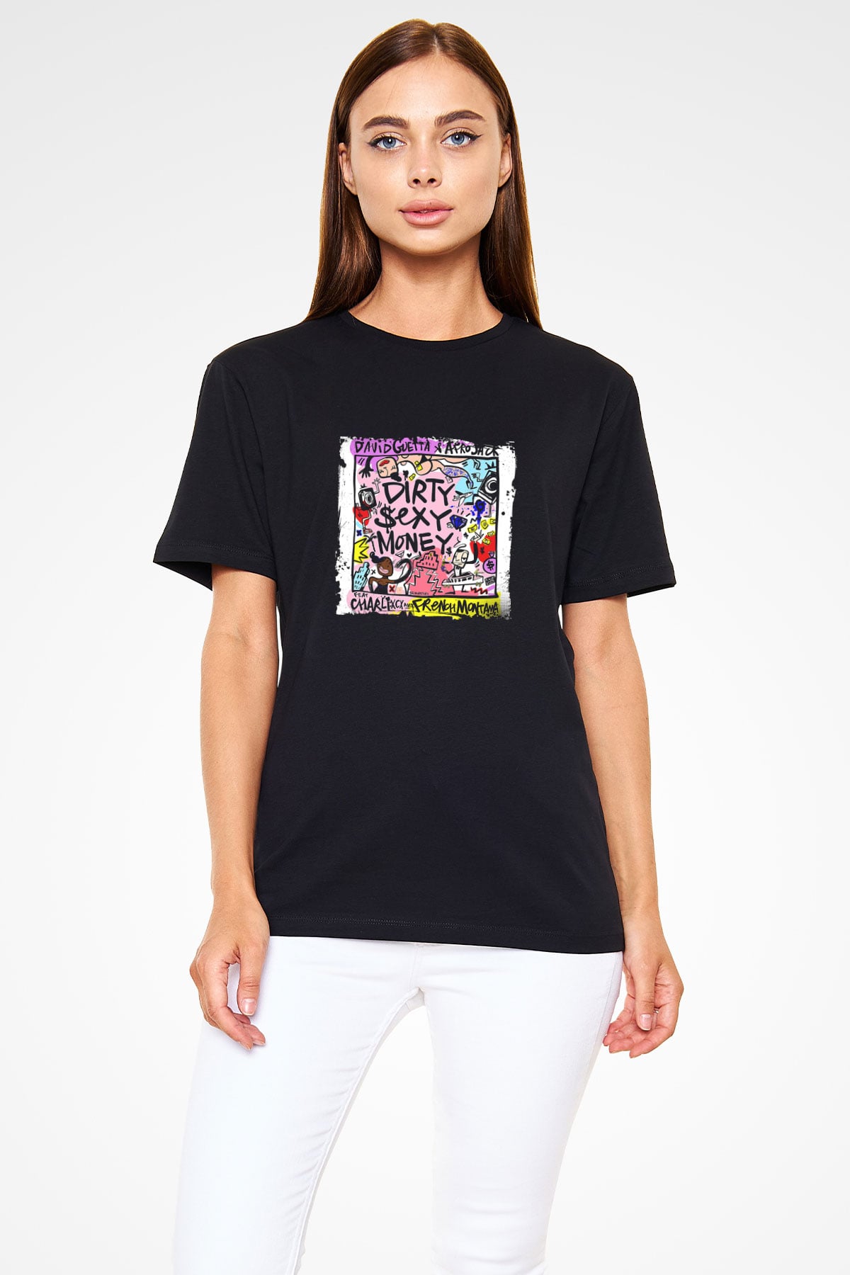 David Guetta Baskılı Unisex Siyah Tişört