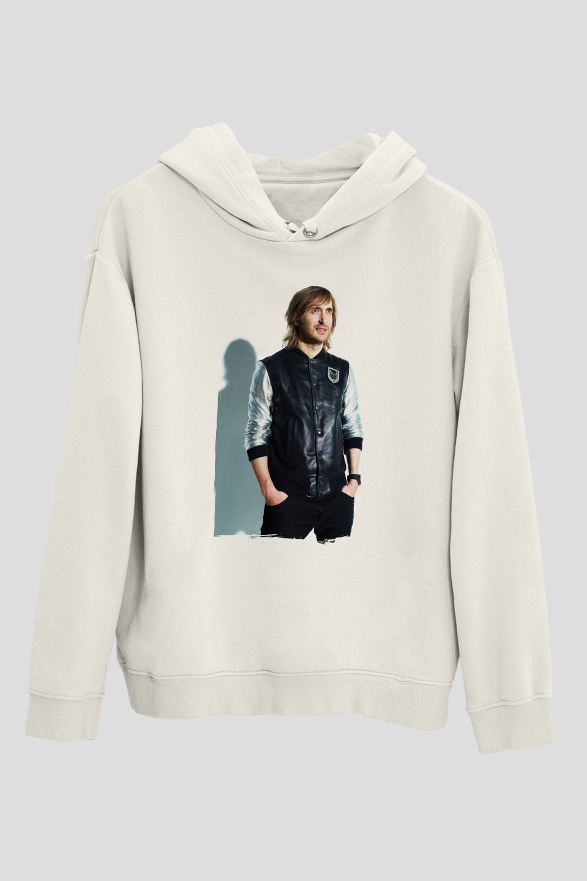 David Guetta Beyaz Unisex Kapüşonlu Sweatshirt