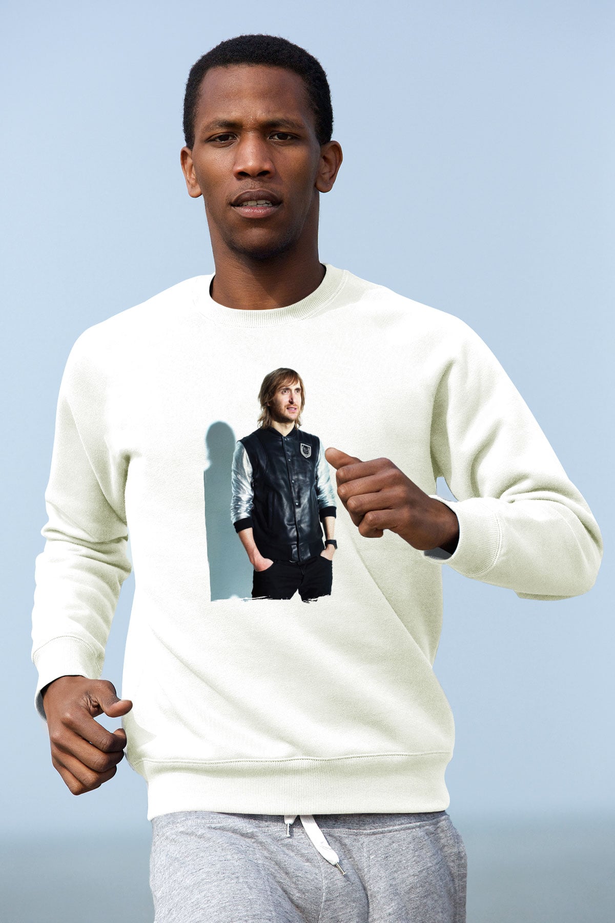 David Guetta Beyaz Unisex Sweatshirt