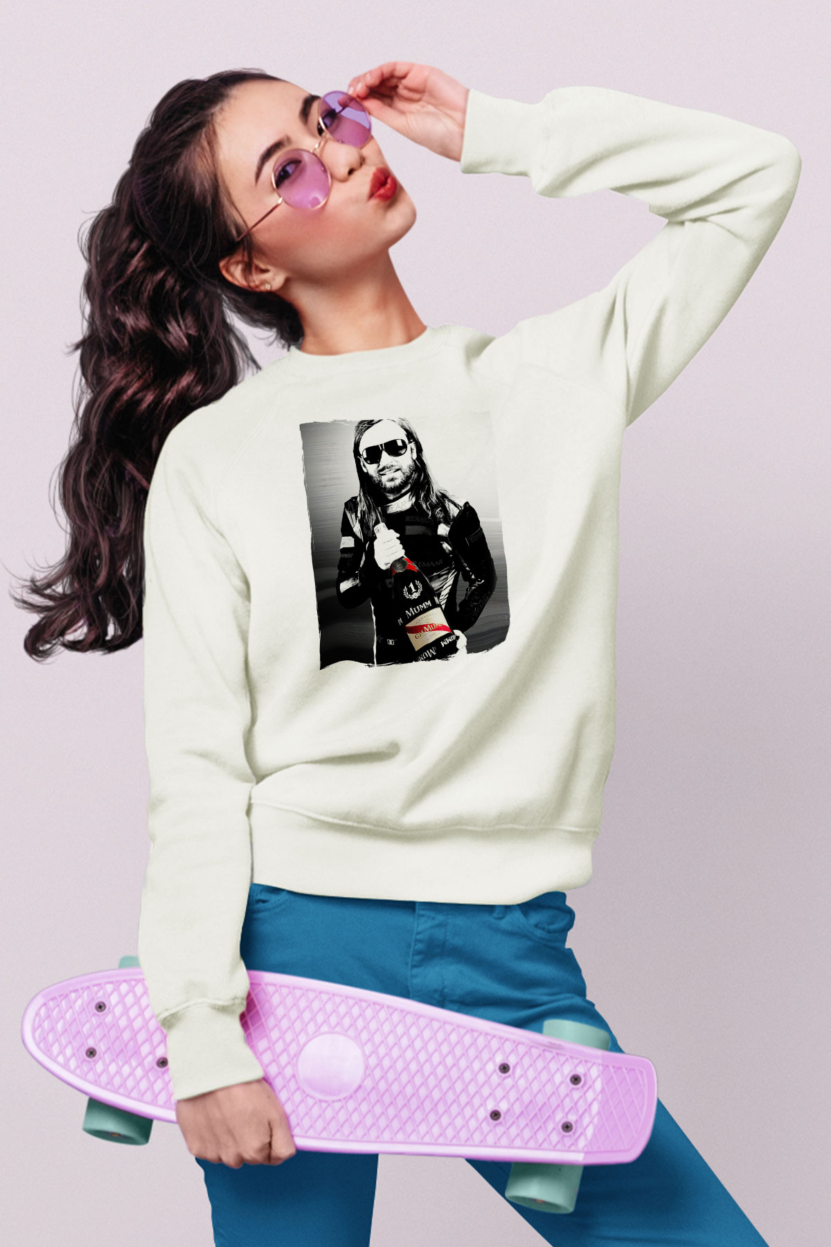 David Guetta Beyaz Unisex Sweatshirt