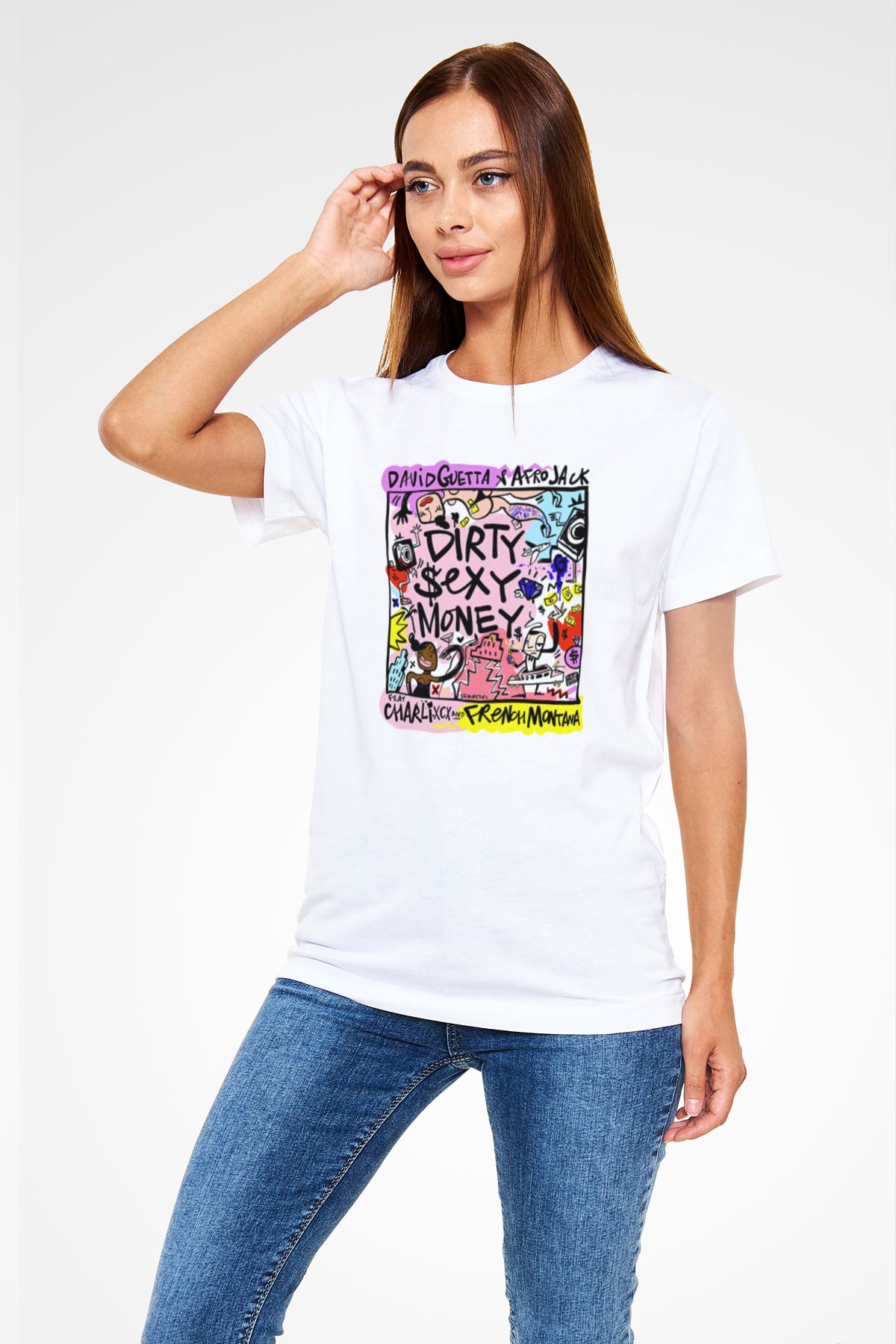 David Guetta Beyaz Unisex Tişört T-Shirt - TişörtFabrikası