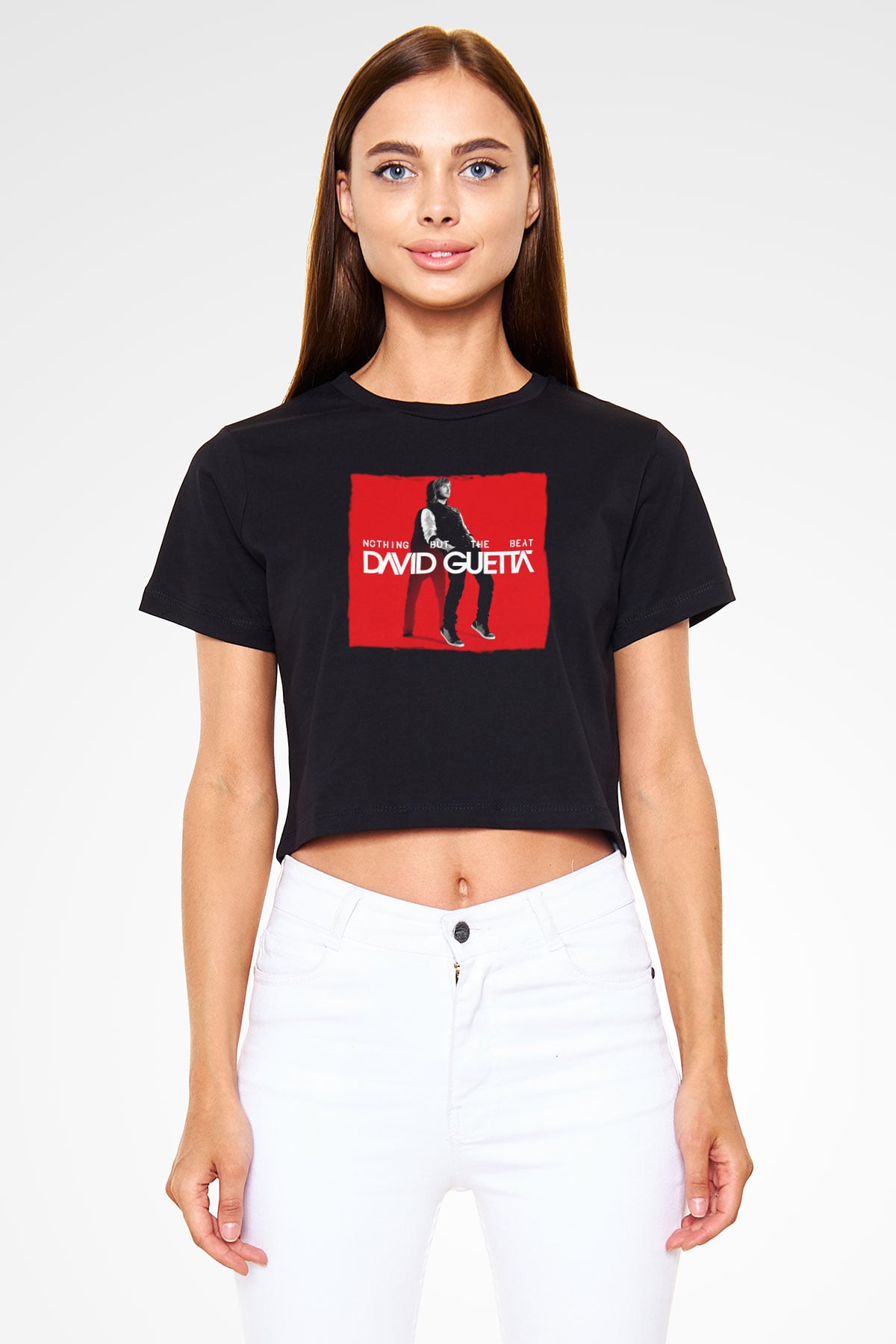 David Guetta Siyah  Crop Top Tişört