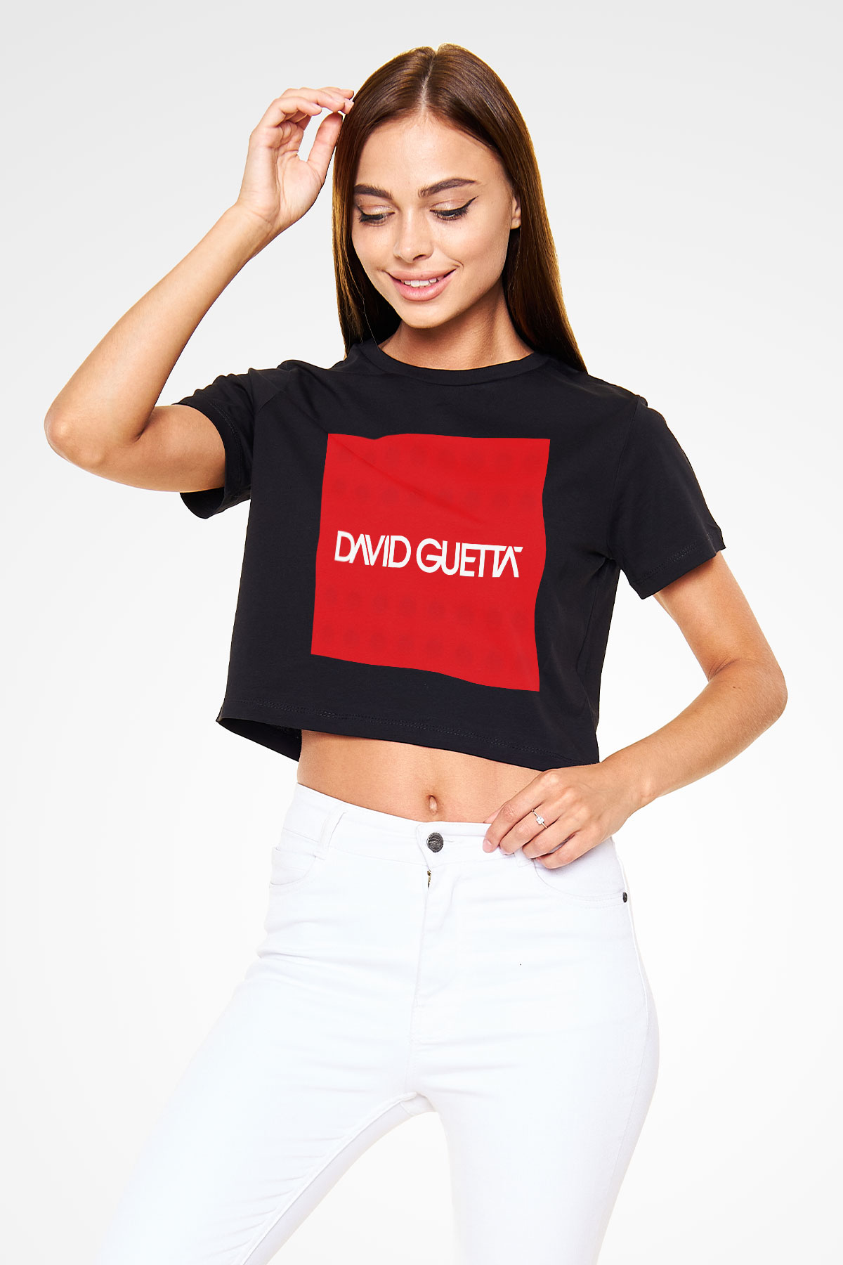 David Guetta Siyah Crop Top Tişört