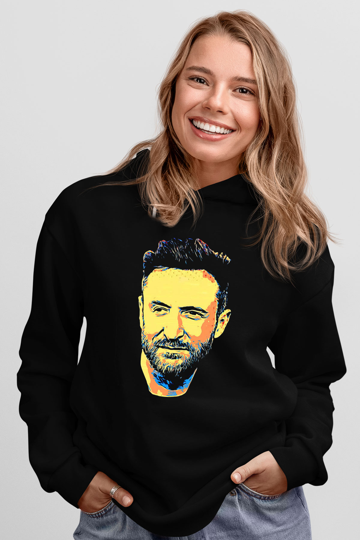 David Guetta Siyah Unisex Kapüşonlu Sweatshirt