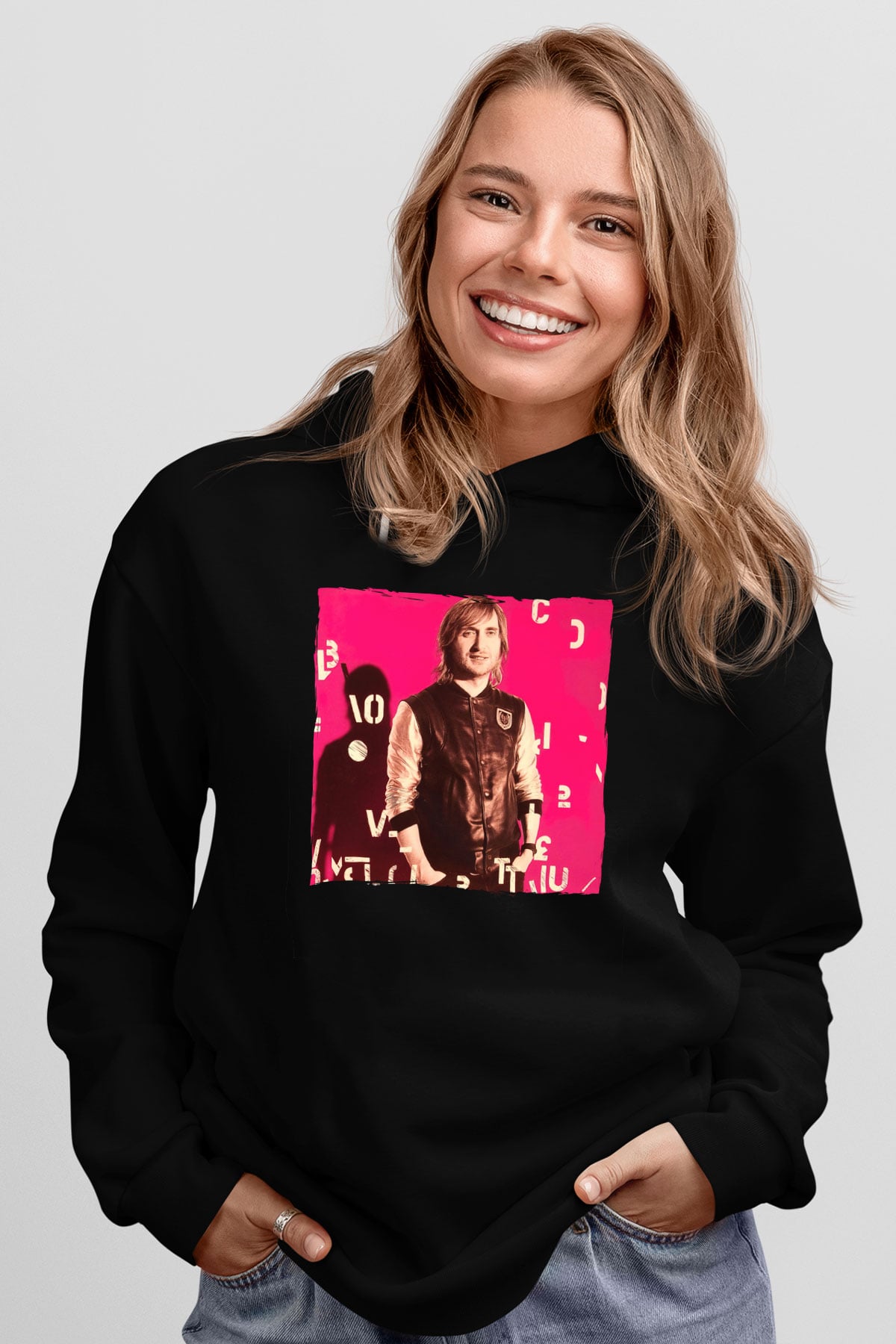 David Guetta Siyah Unisex Kapüşonlu Sweatshirt