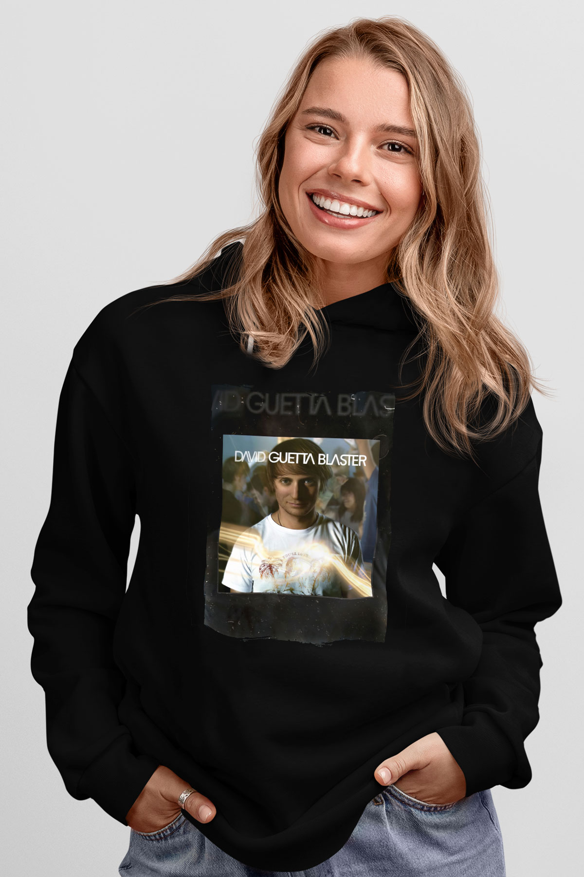 David Guetta Siyah Unisex Kapüşonlu Sweatshirt