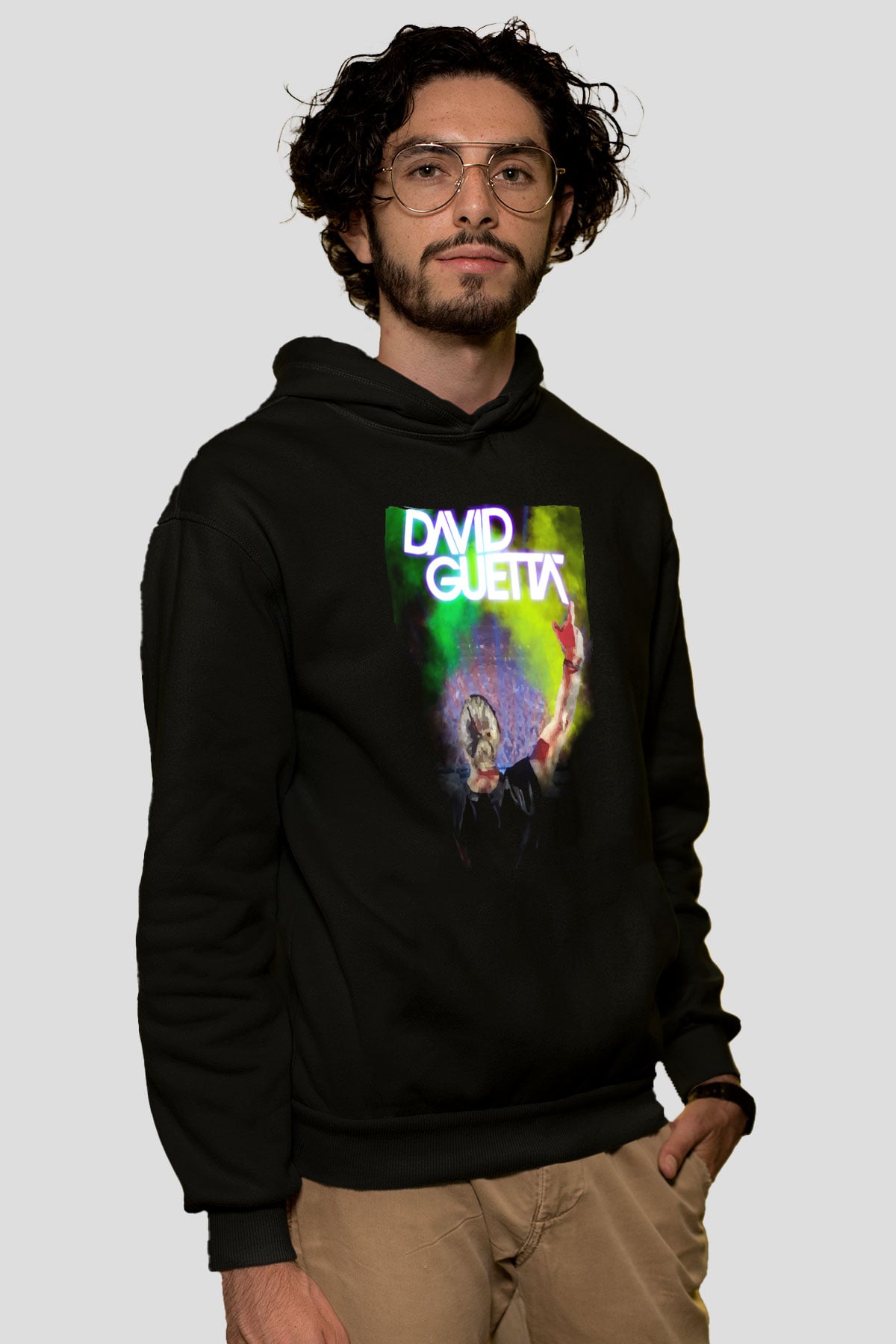 David Guetta Siyah Unisex Kapüşonlu Sweatshirt