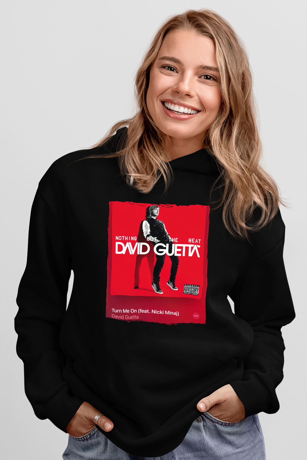 David Guetta Siyah Unisex Kapüşonlu Sweatshirt