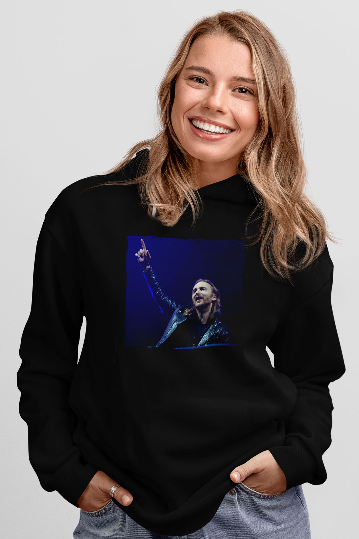 David Guetta Siyah Unisex Kapüşonlu Sweatshirt