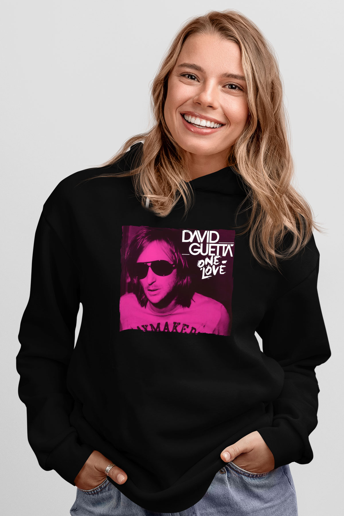 David Guetta Siyah Unisex Kapüşonlu Sweatshirt