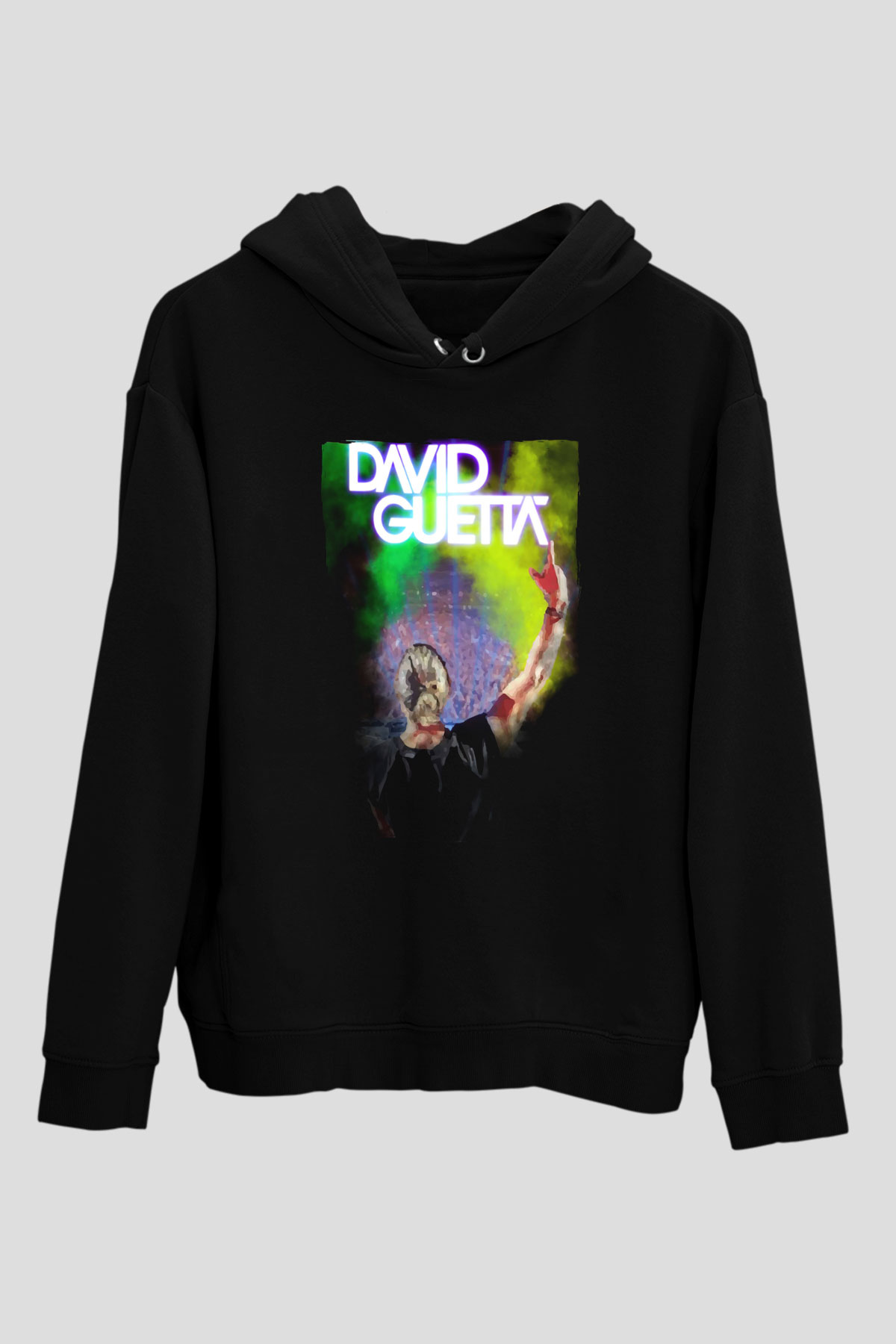 David Guetta Siyah Unisex Kapüşonlu Sweatshirt