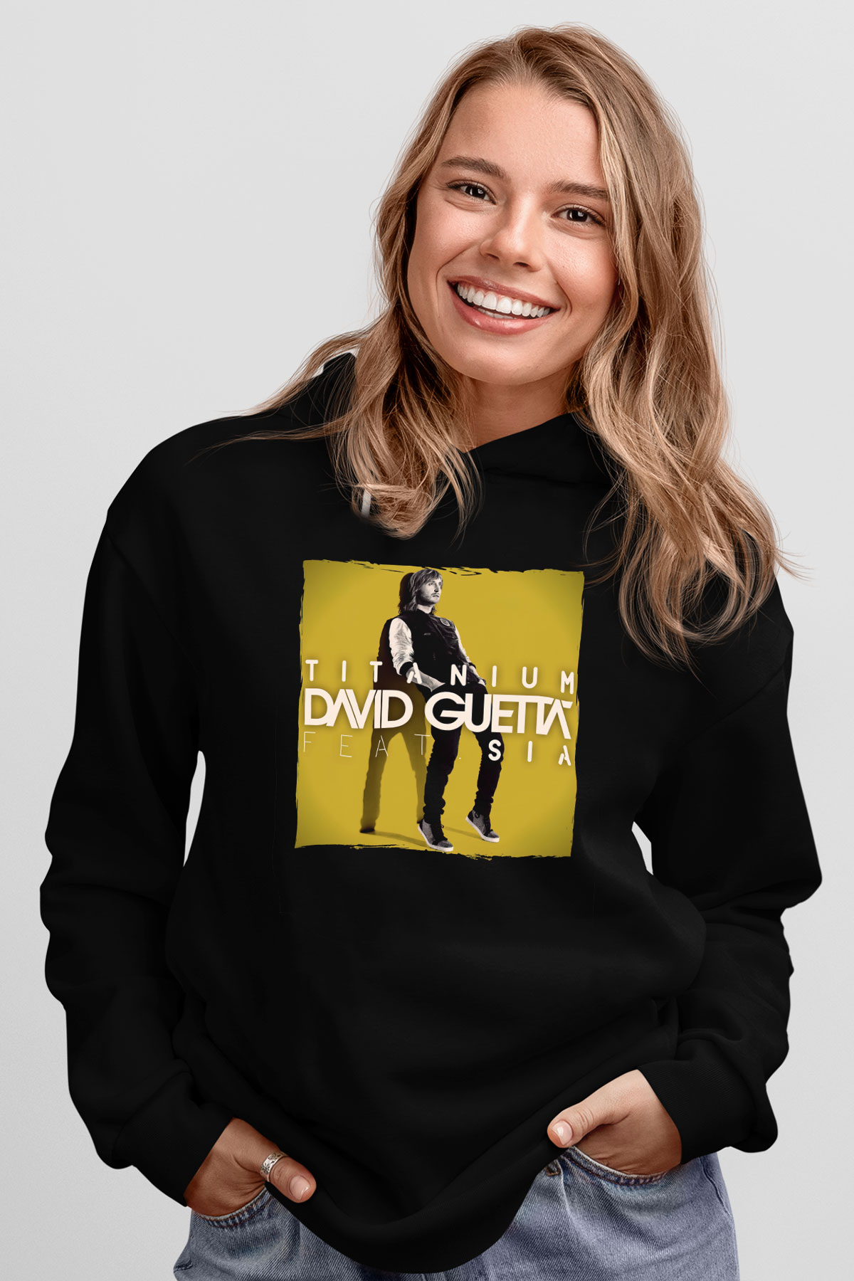 David Guetta Siyah Unisex Kapüşonlu Sweatshirt
