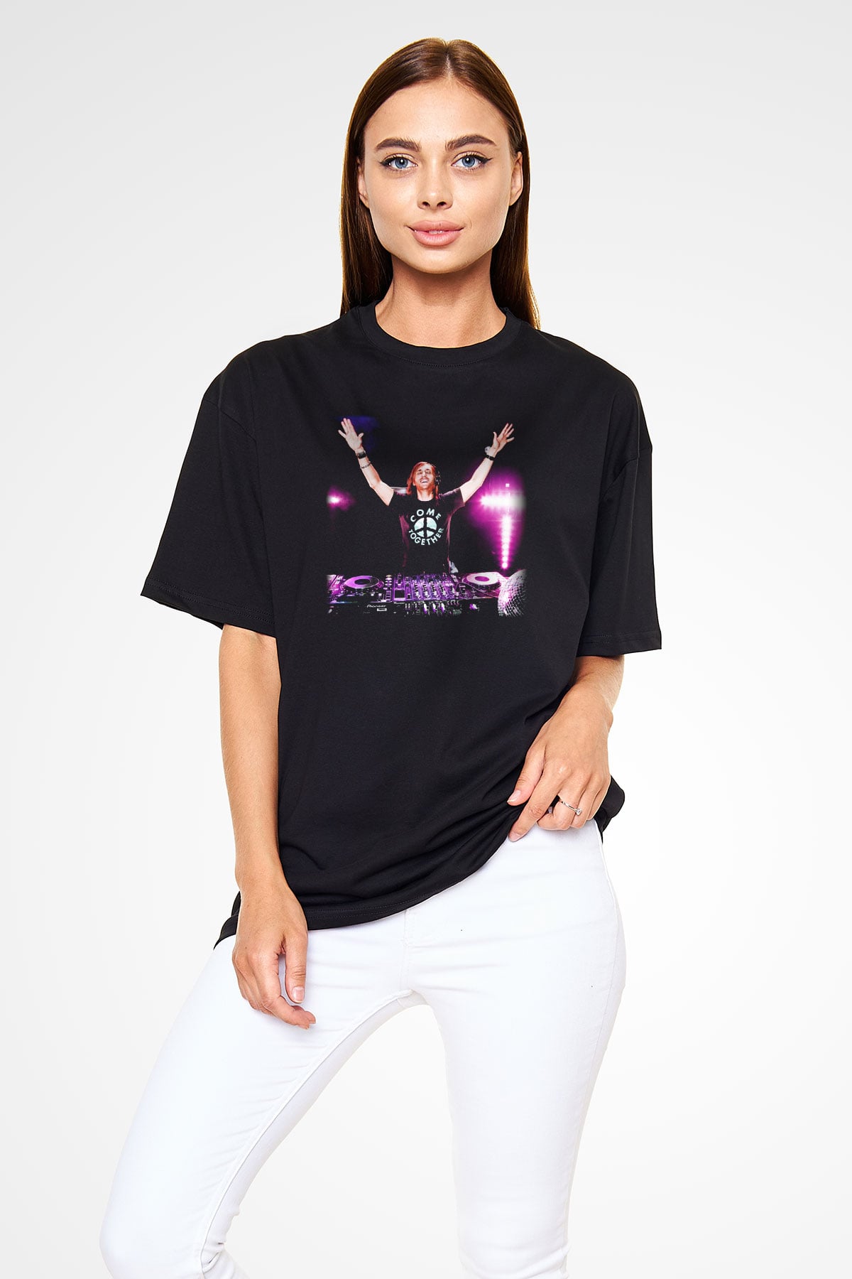 David Guetta Siyah Unisex Oversize Tişört T-Shirt