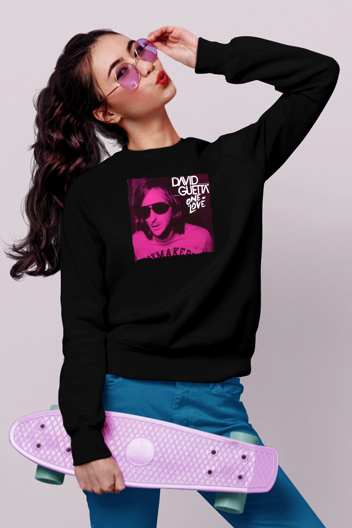 David Guetta Siyah Unisex Sweatshirt