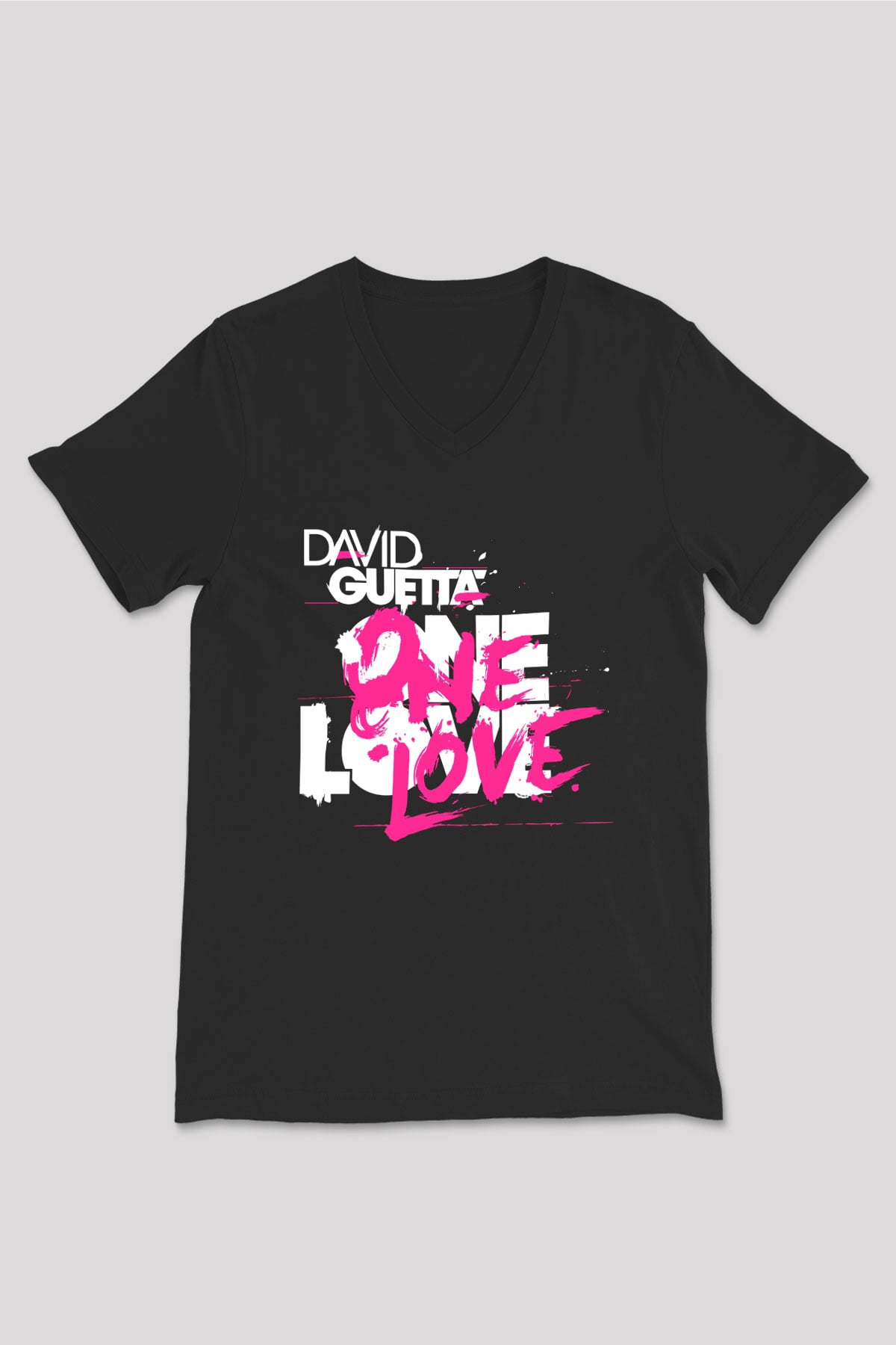 David Guetta Siyah Unisex V Yaka Tişört T-Shirt