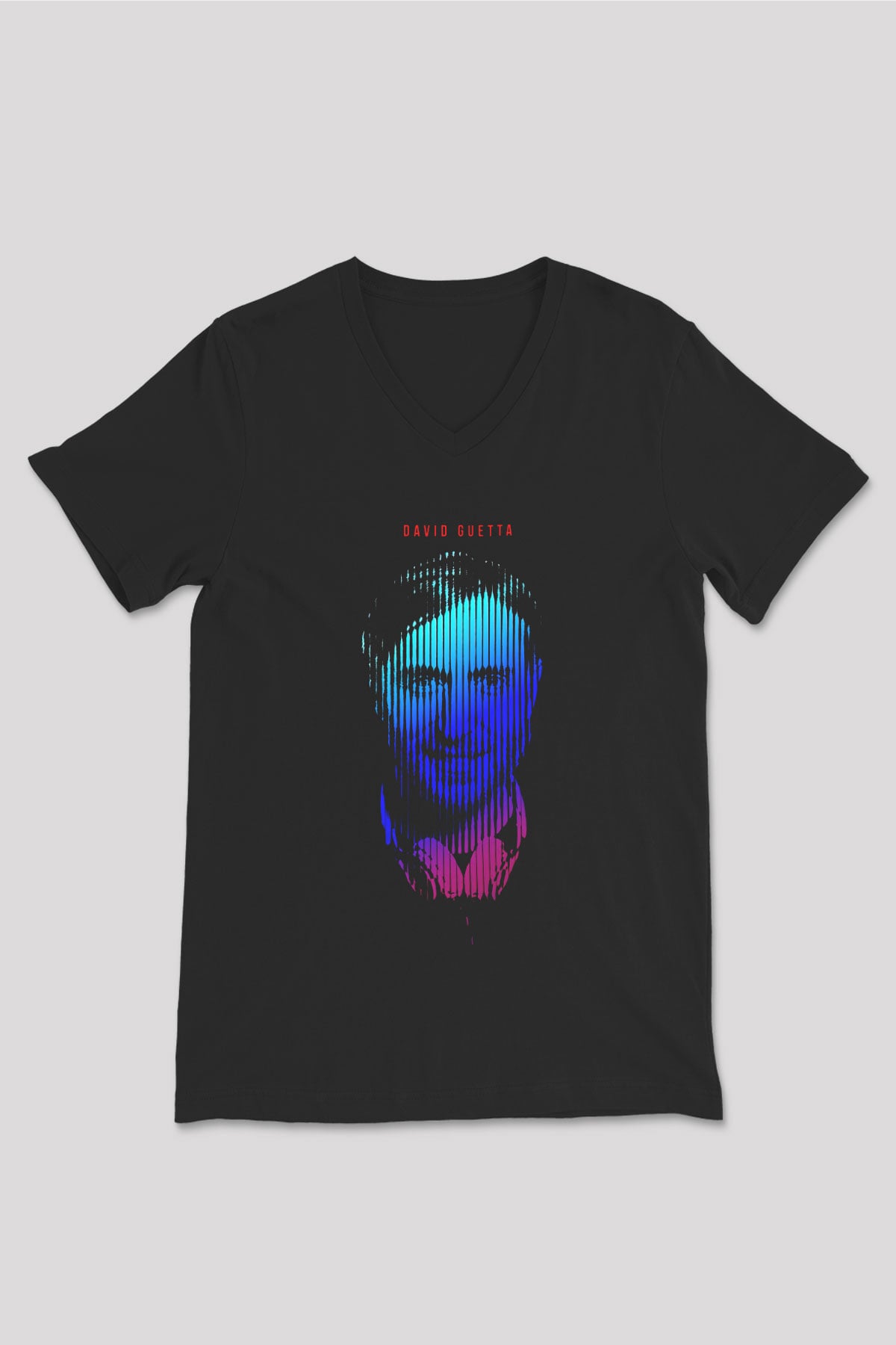 David Guetta Siyah Unisex V Yaka Tişört
