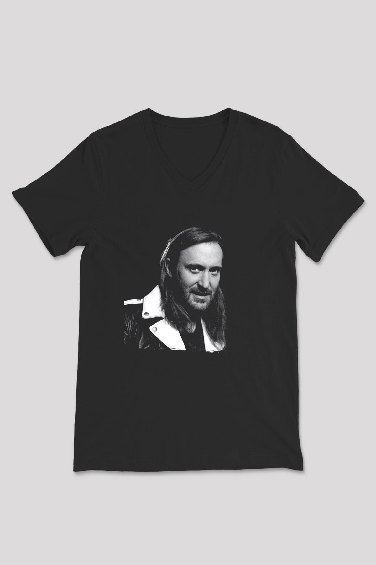 David Guetta Siyah Unisex V Yaka Tişört