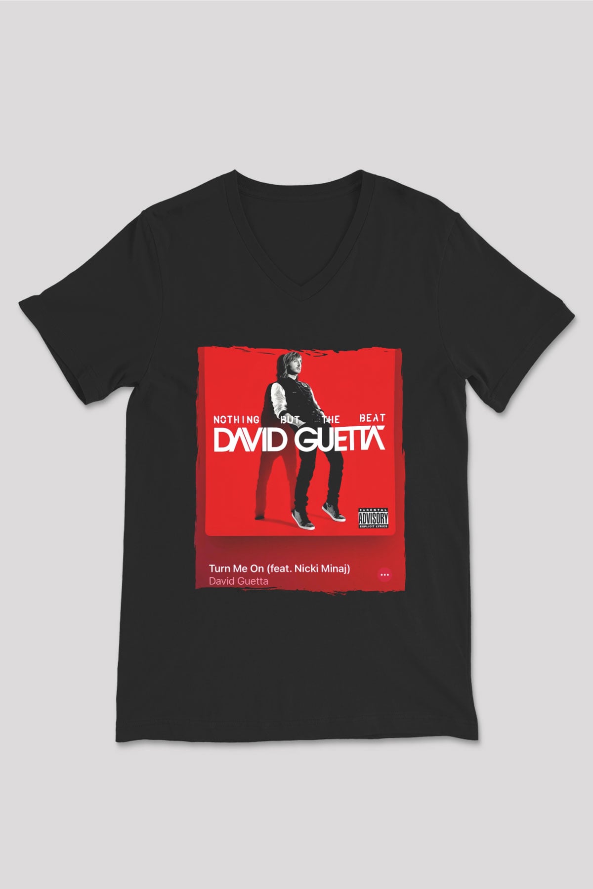 David Guetta Siyah Unisex V Yaka Tişört
