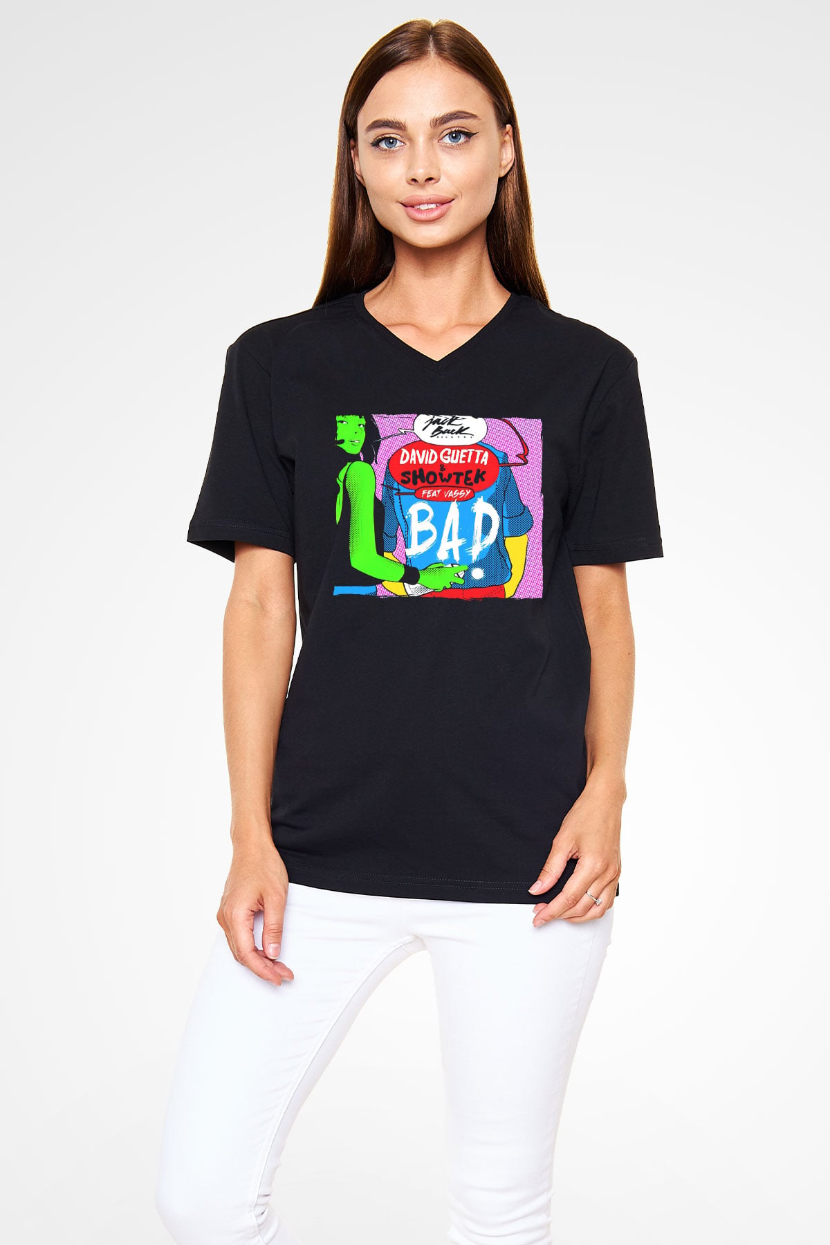 David Guetta Siyah Unisex V Yaka Tişört