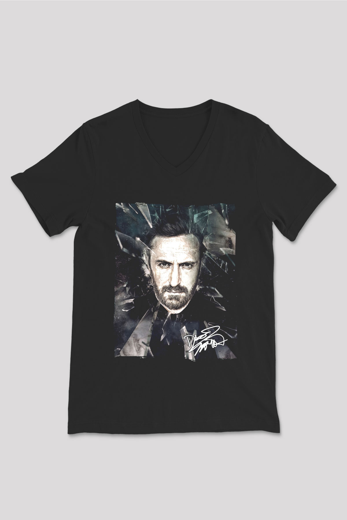 David Guetta Siyah Unisex V Yaka Tişört