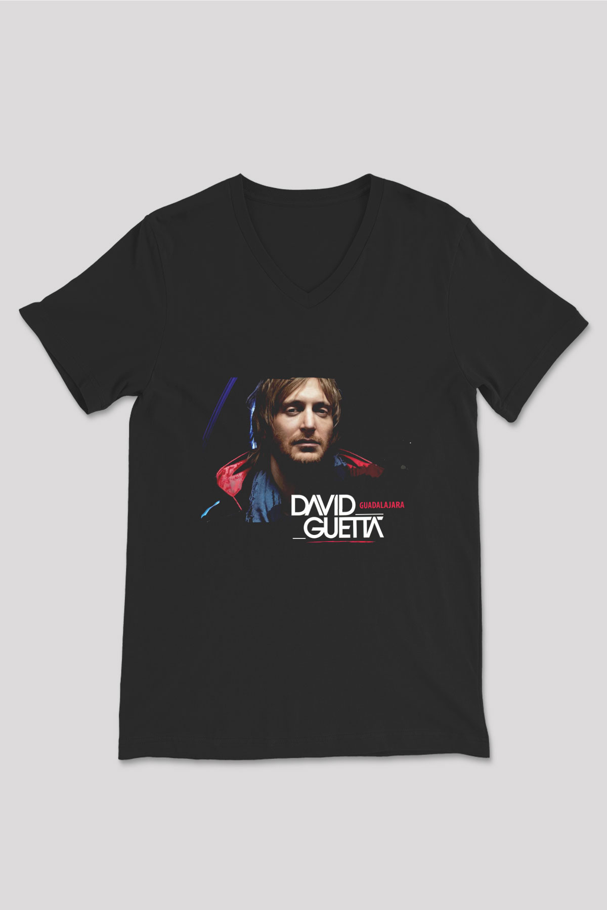 David Guetta Siyah Unisex V Yaka Tişört