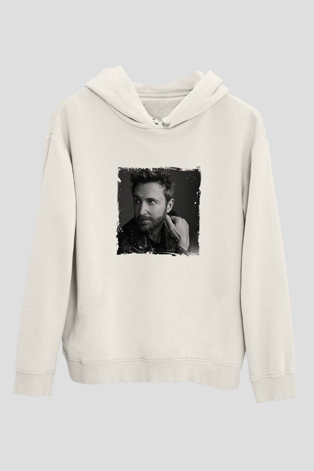 David GuettaBaskılı Beyaz Hoodie