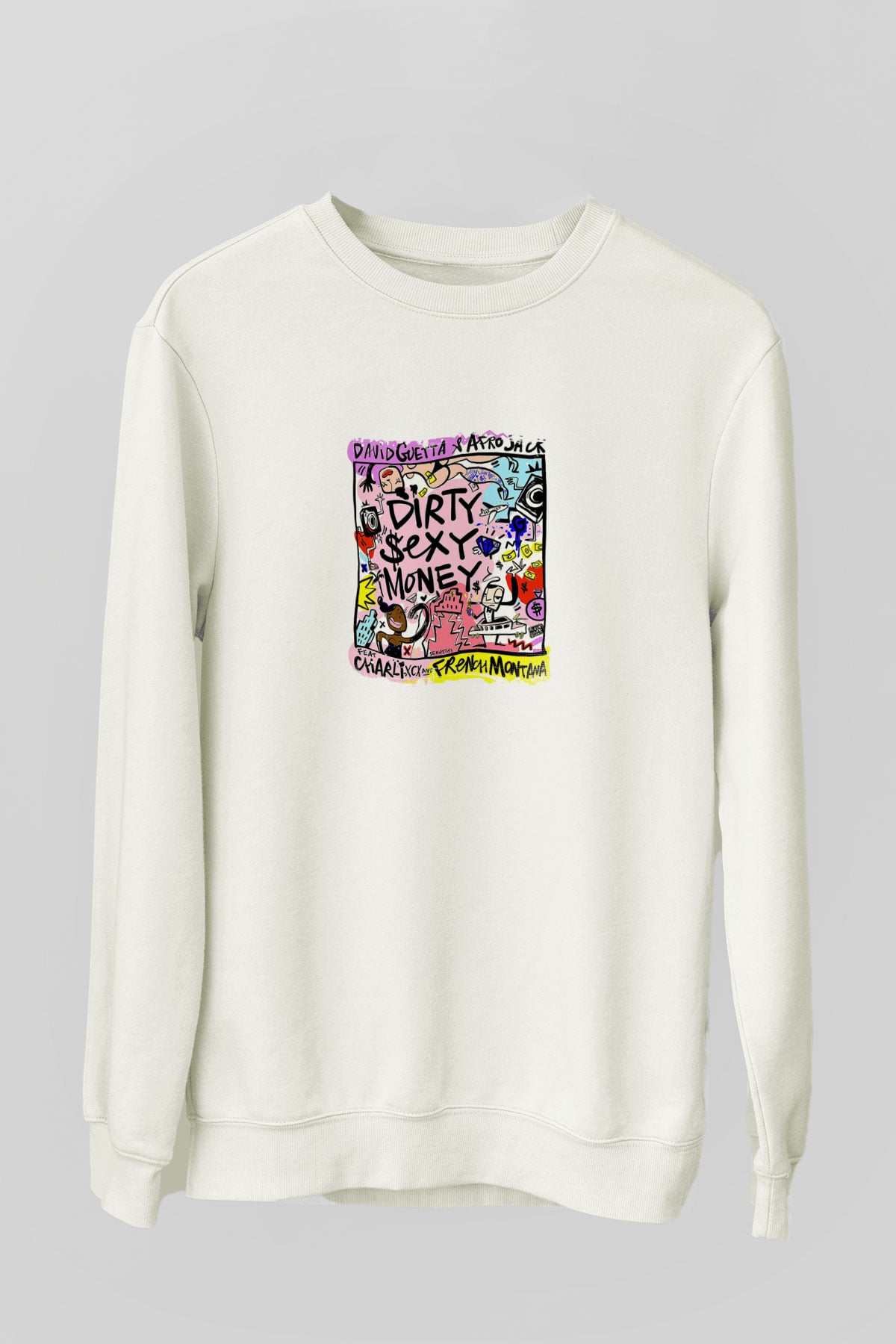 David GuettaBaskılı Beyaz Sweatshirt