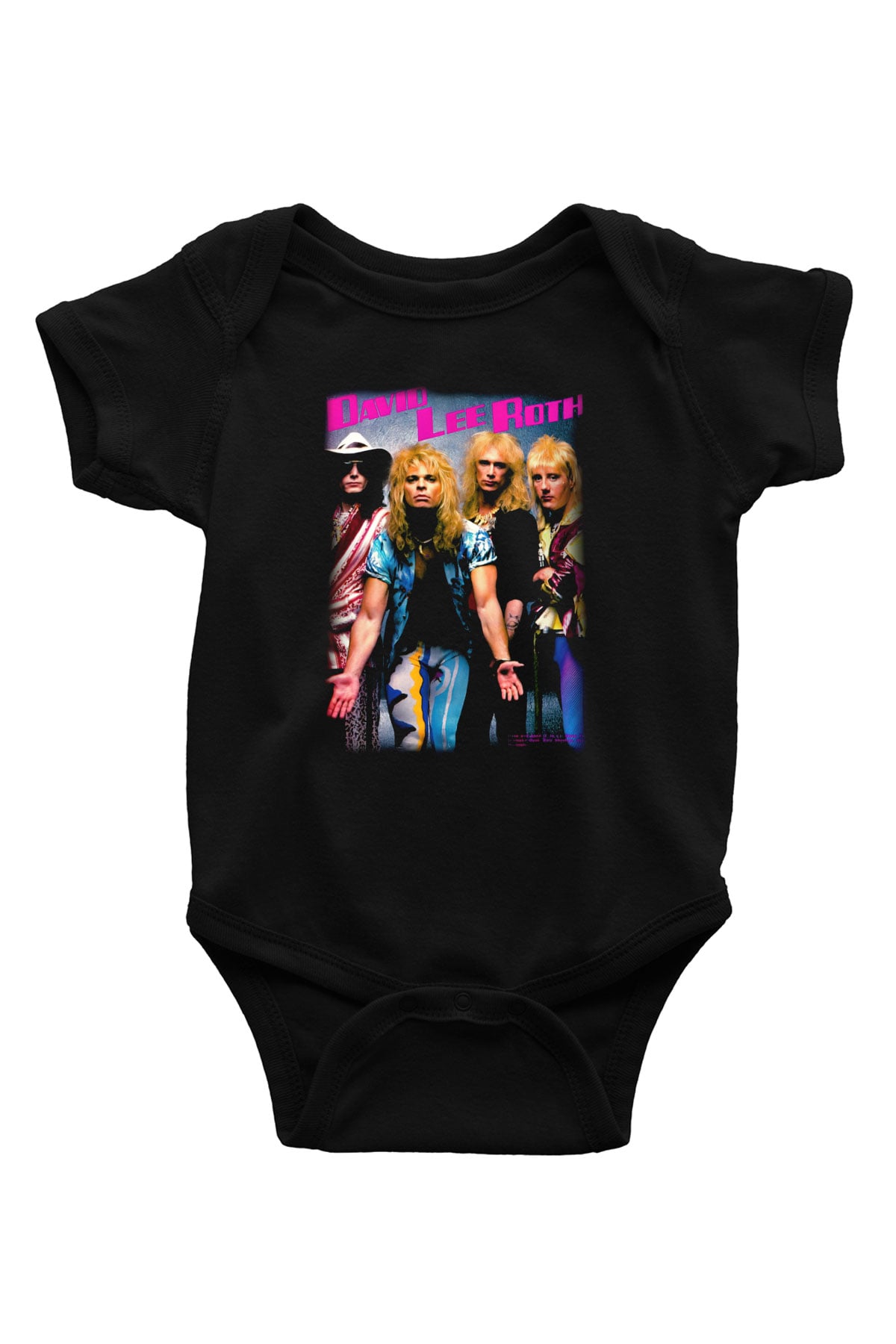 David Lee Roth Band Baskılı Siyah Bebek Body - Zıbın