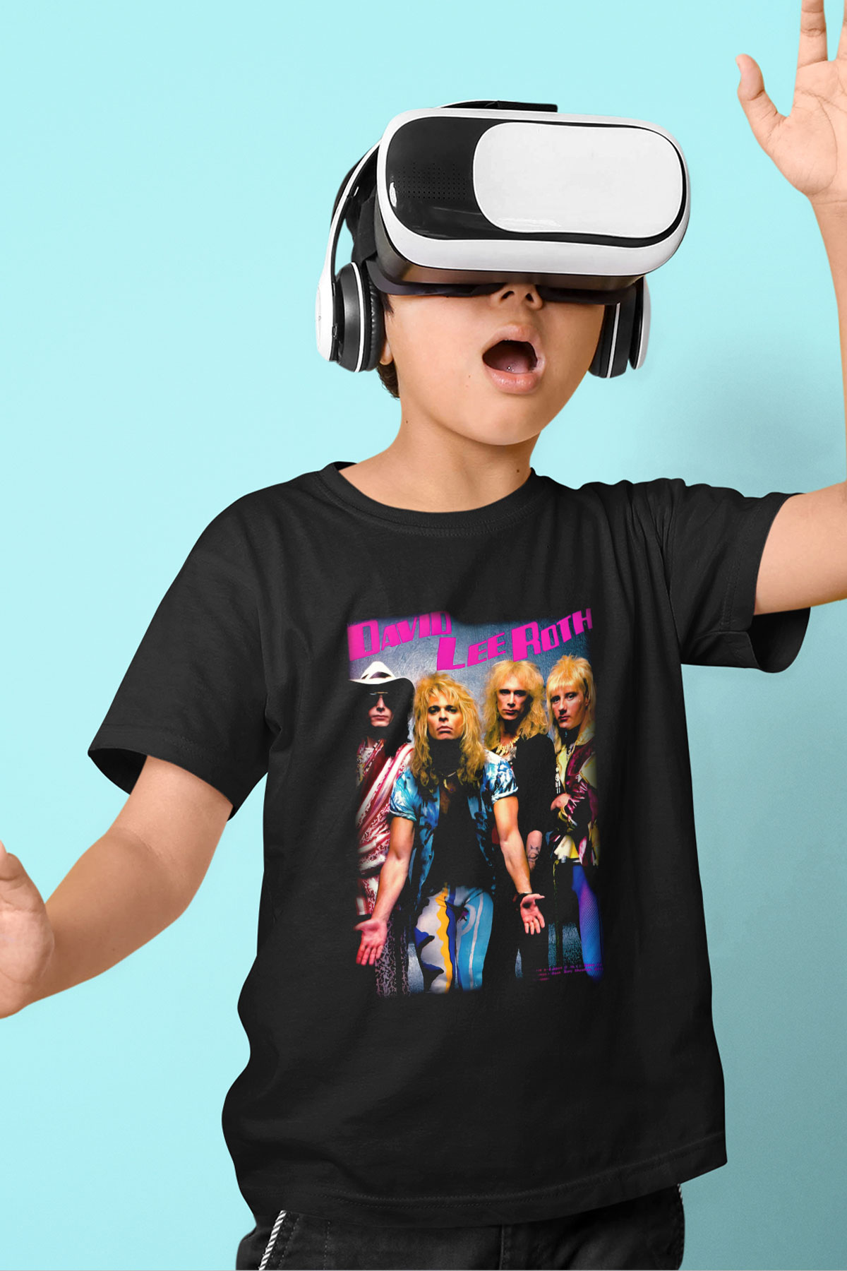 David Lee Roth Band Baskılı Siyah Unisex Çocuk Tişört