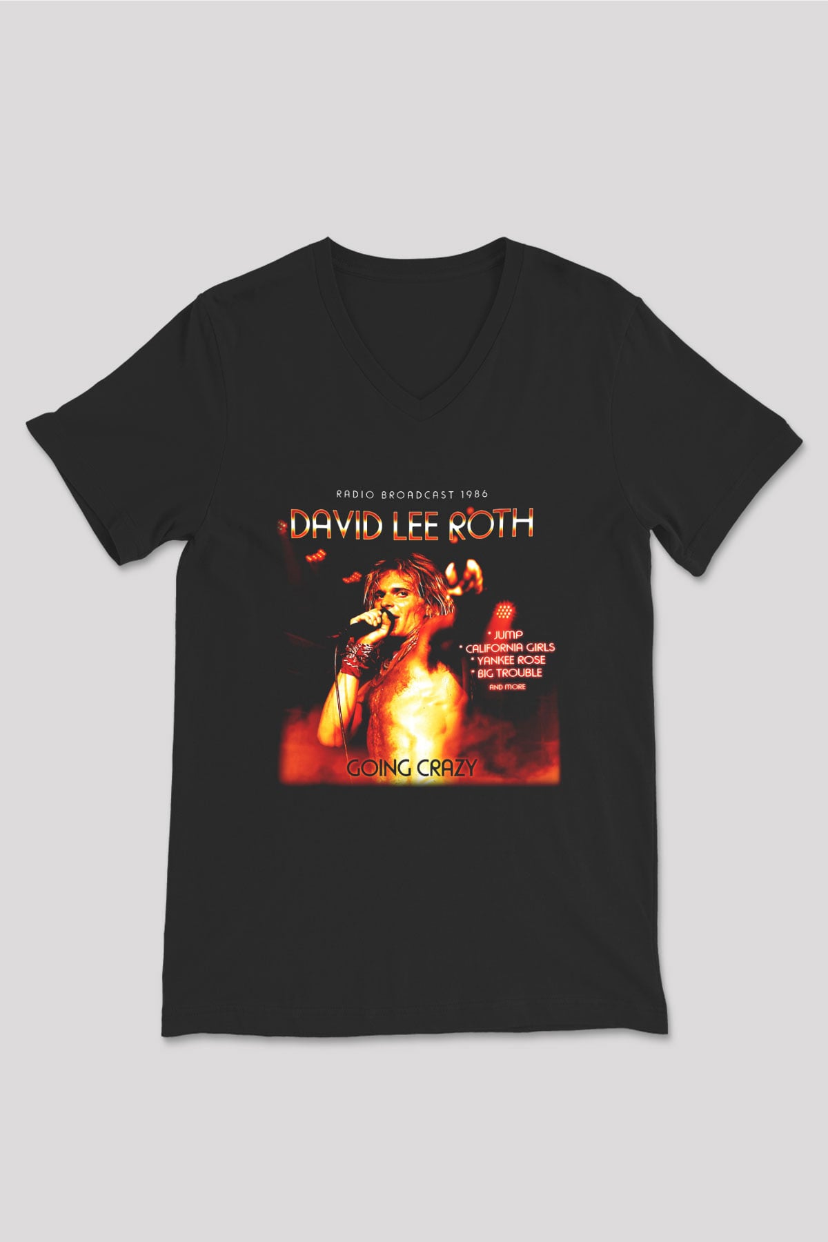 David Lee Roth Band Siyah Unisex V Yaka Tişört T-Shirt