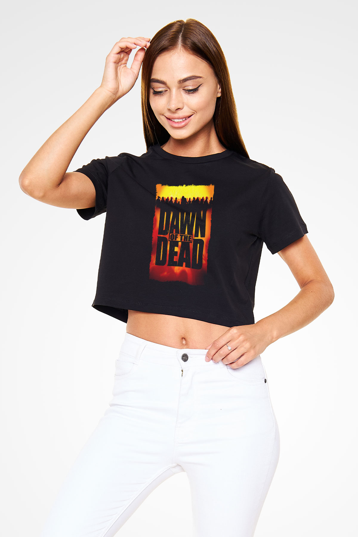 Dawn of the Dead Siyah   Crop Top Tişört