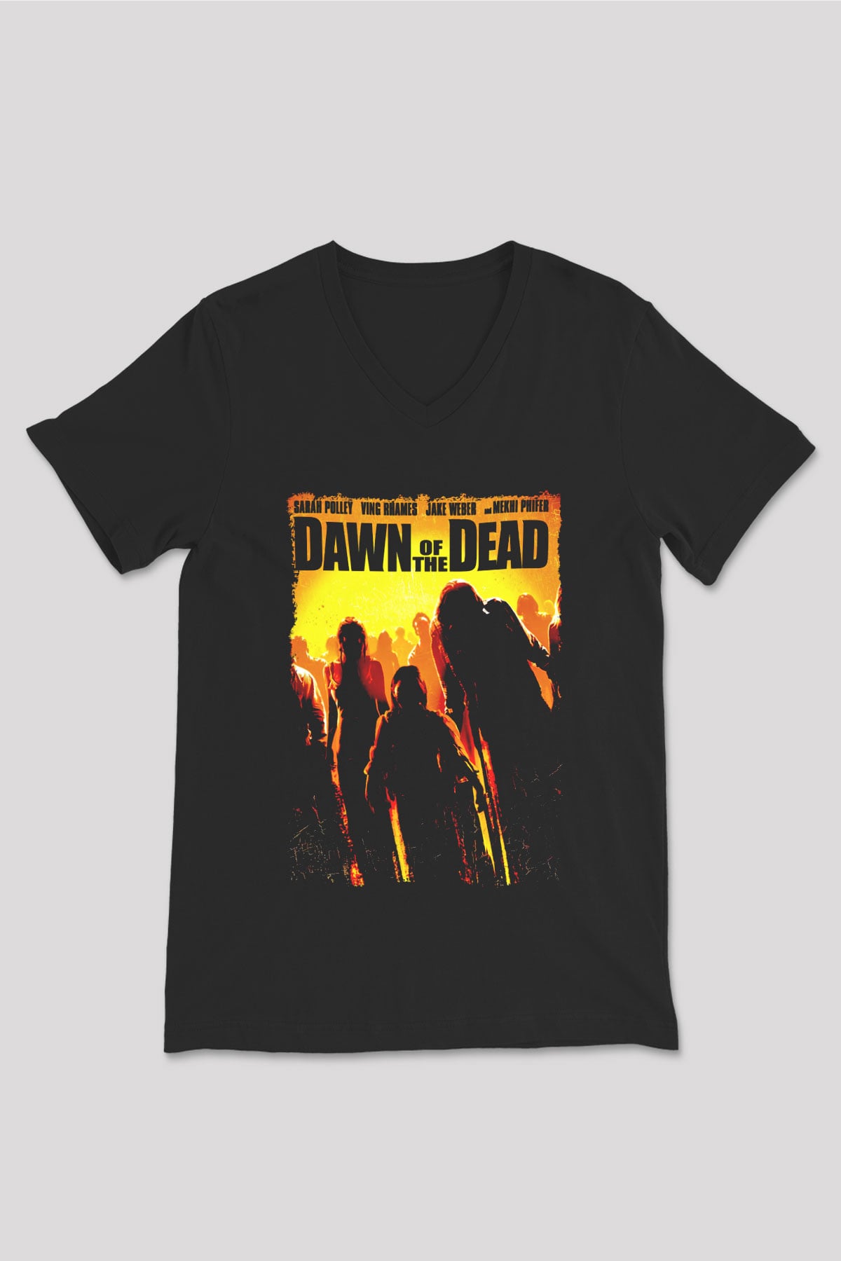 Dawn of the Dead Siyah Unisex  V Yaka Tişört