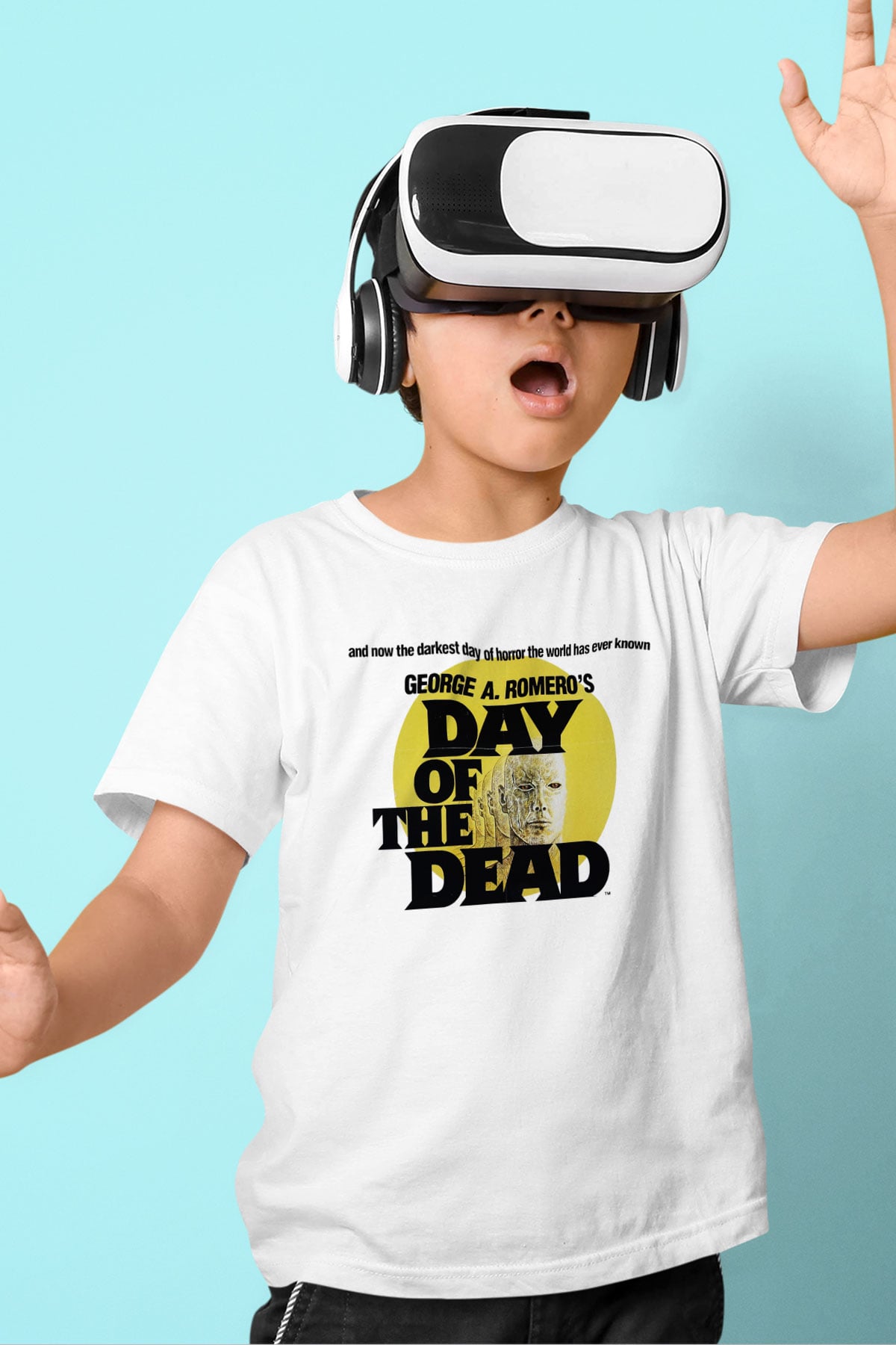 Day of the Dead Baskılı Beyaz Unisex Çocuk Tişört